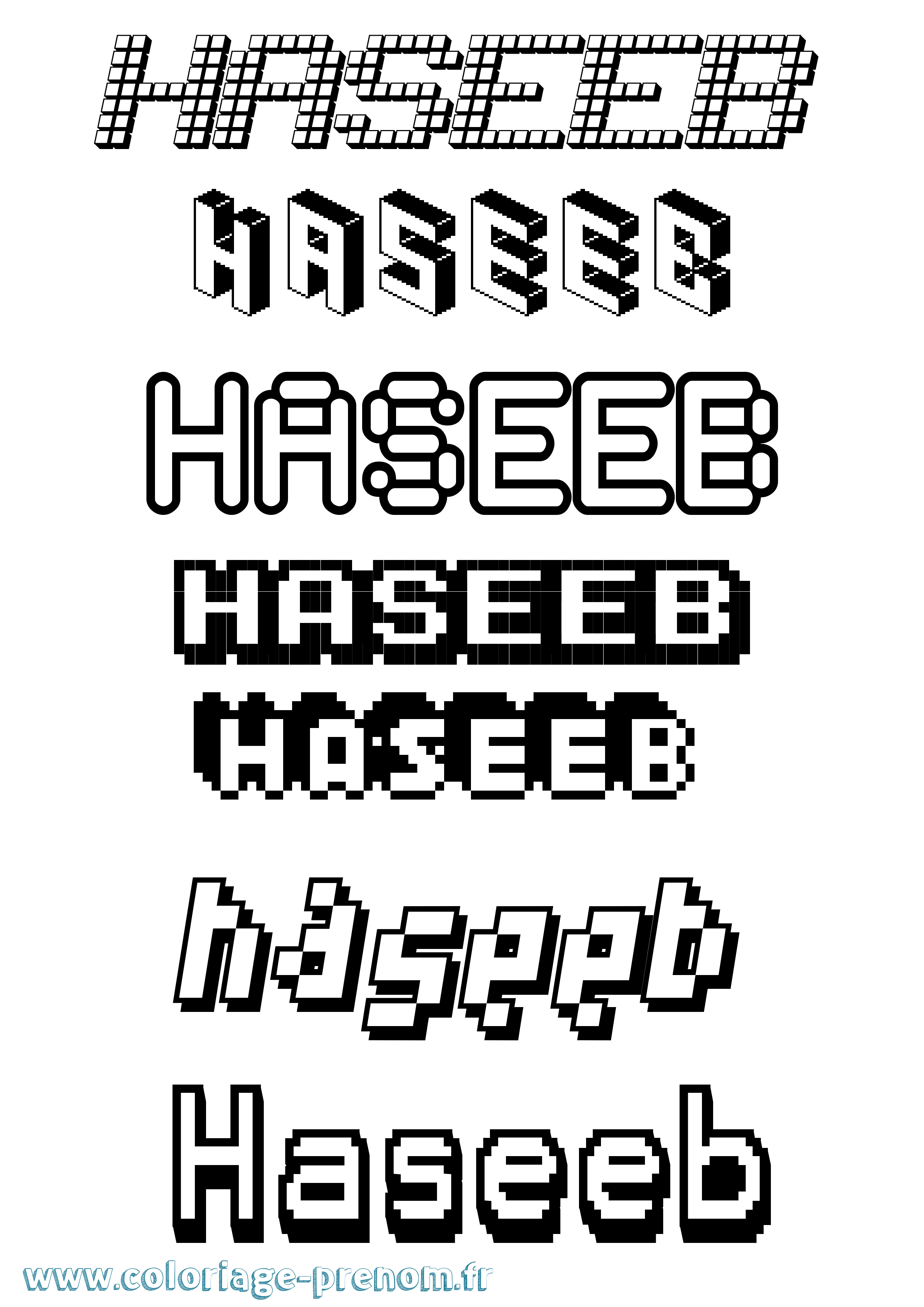 Coloriage Haseeb Pixel Coloriage prénom Haseeb Pixel