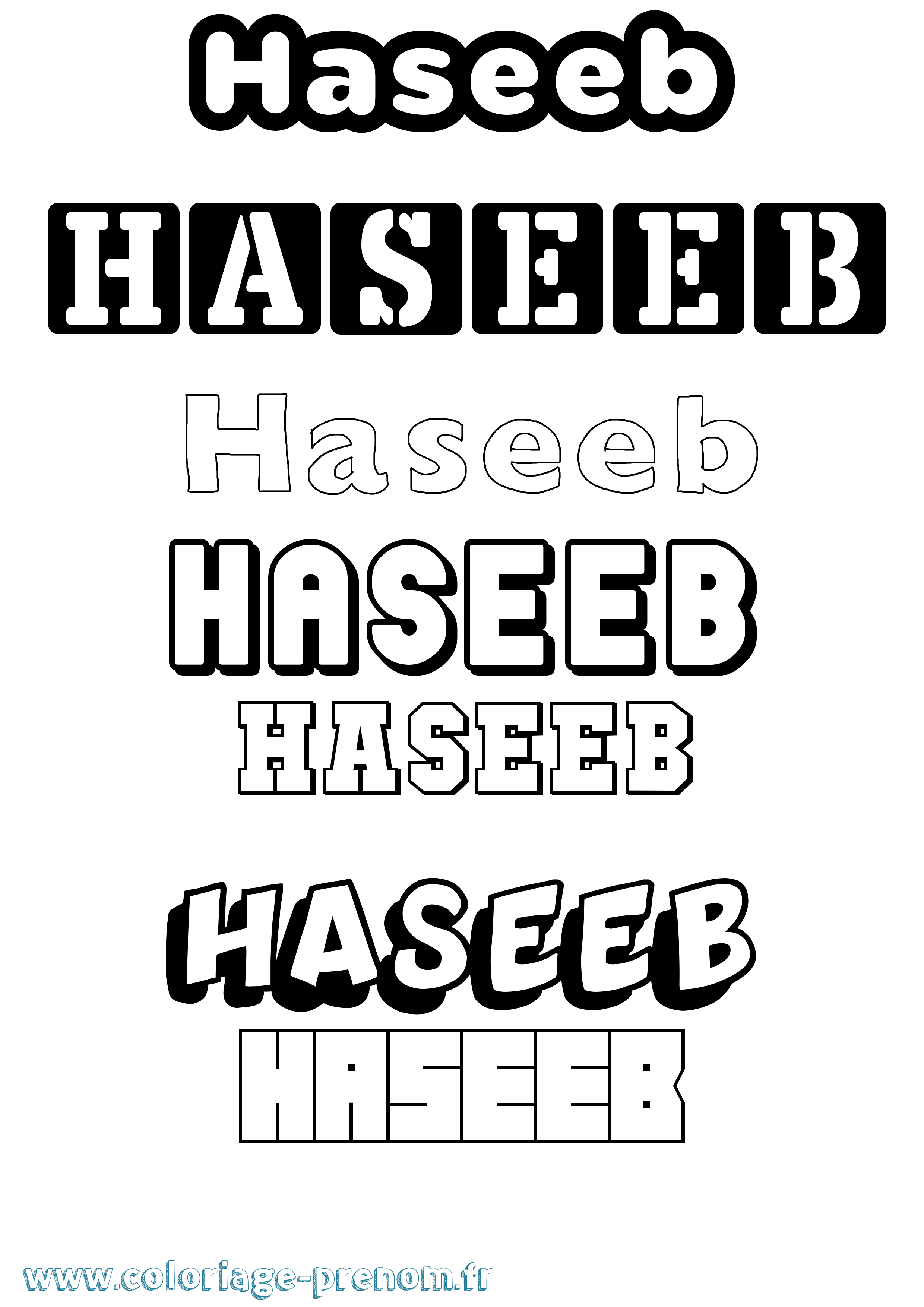 Coloriage Haseeb Simple Coloriage prénom Haseeb Simple