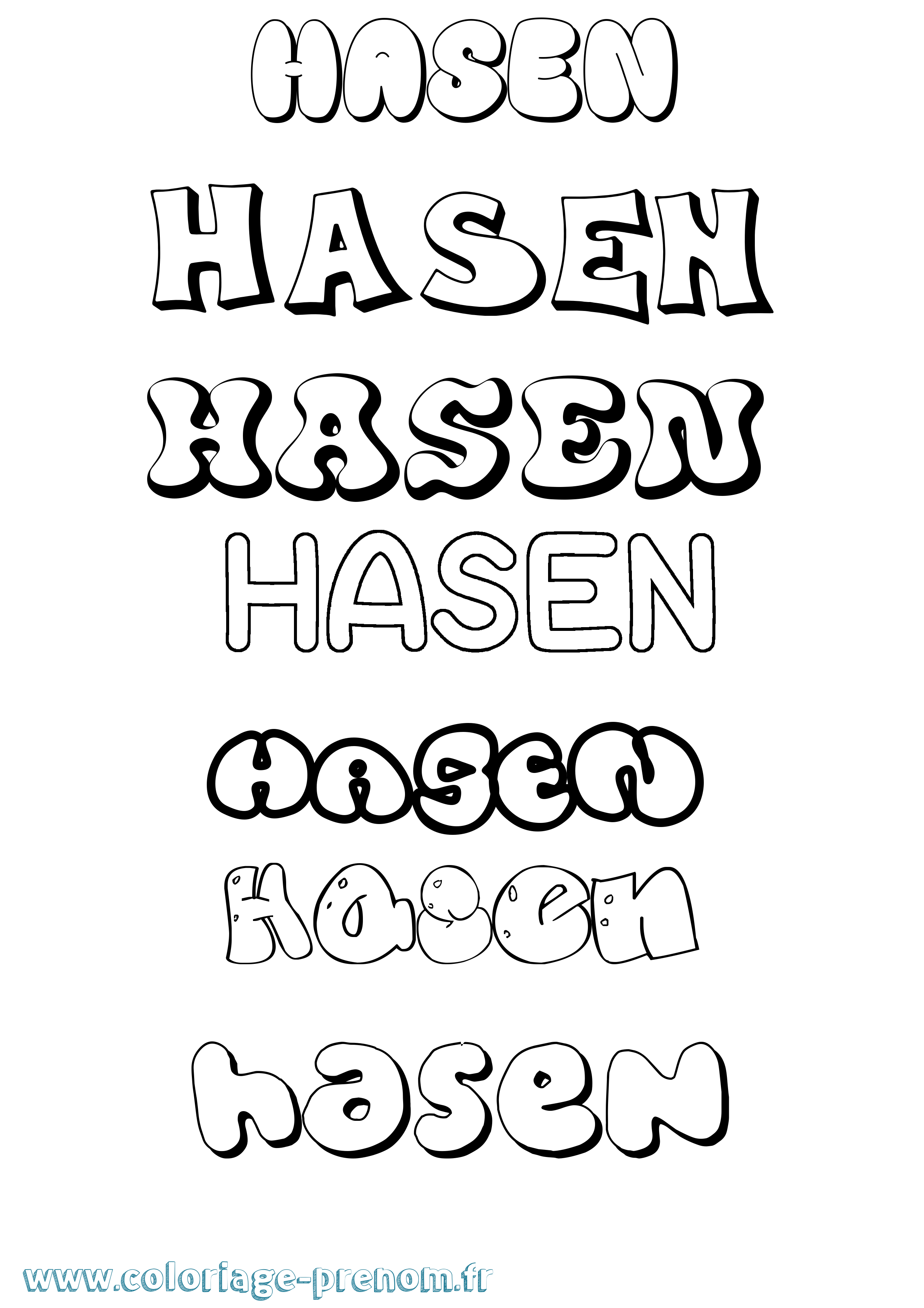 Coloriage Hasen Bubble Coloriage prénom Hasen Bubble