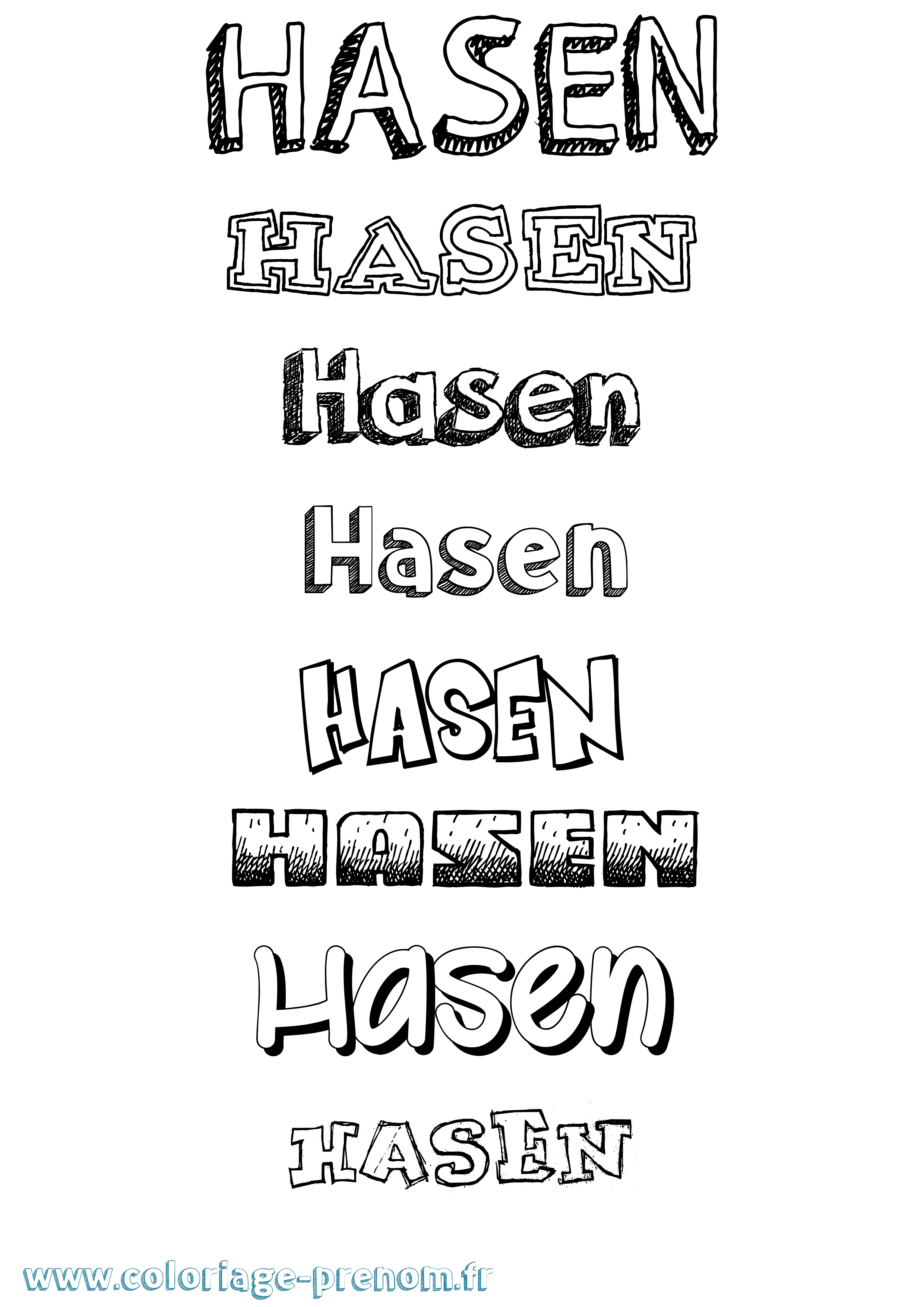 Coloriage Hasen Dessiné Coloriage prénom Hasen Dessiné