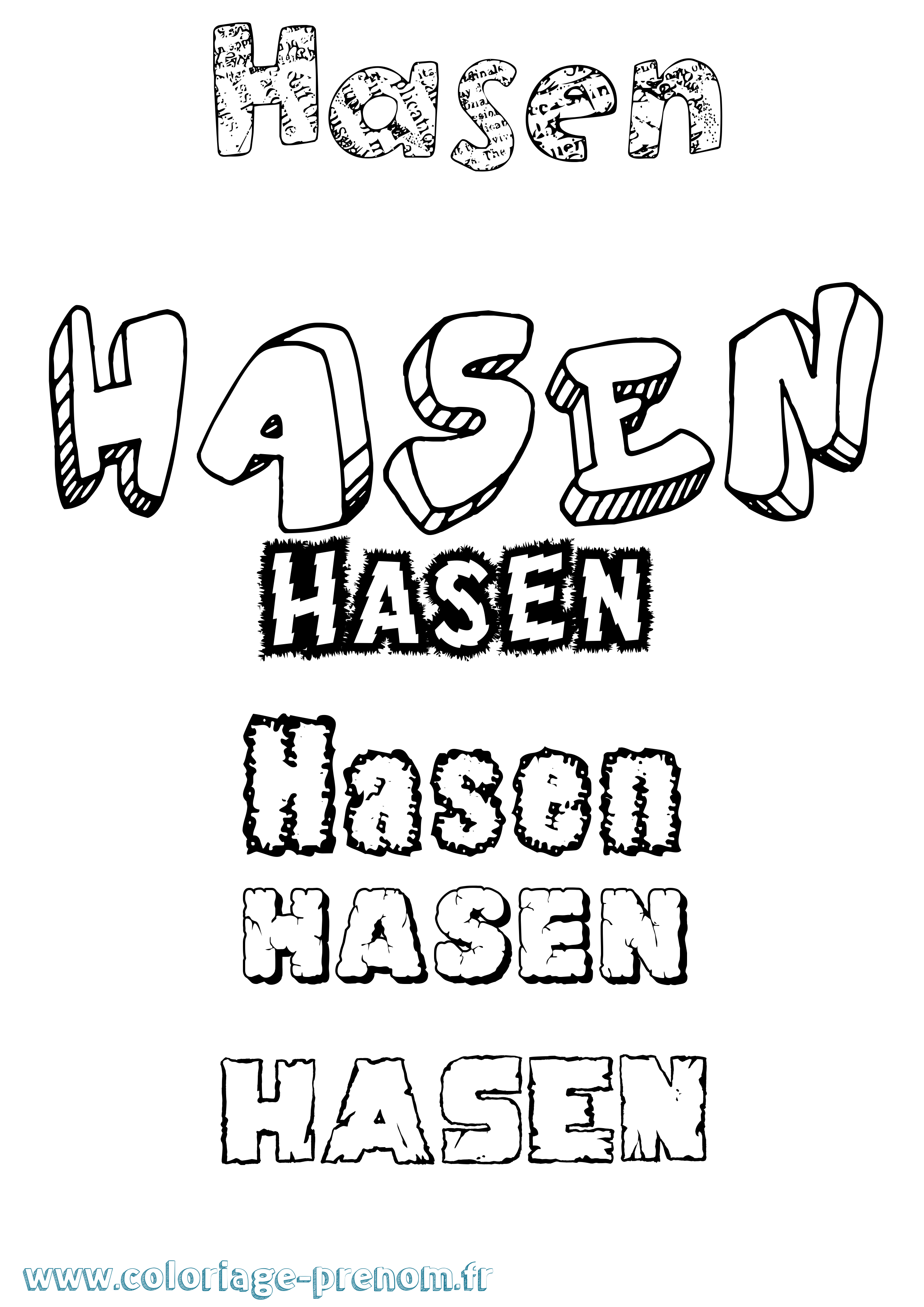 Coloriage Hasen Destructuré Coloriage prénom Hasen Destructuré