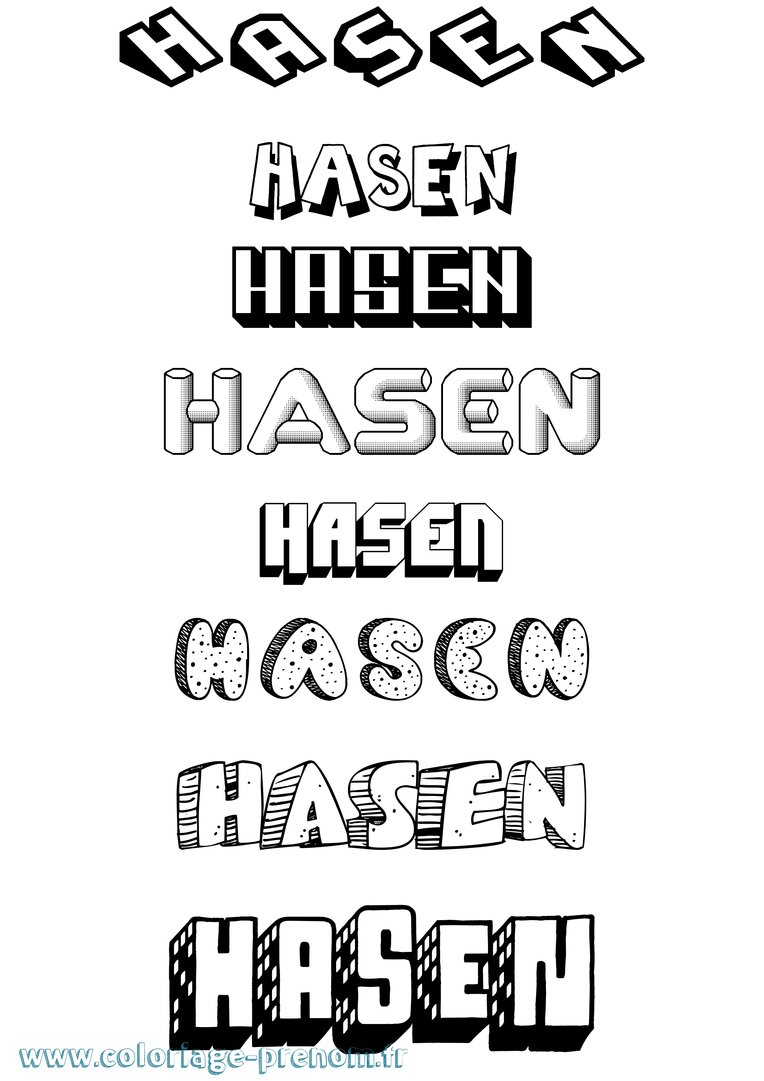 Coloriage Hasen Effet 3D Coloriage prénom Hasen Effet 3D