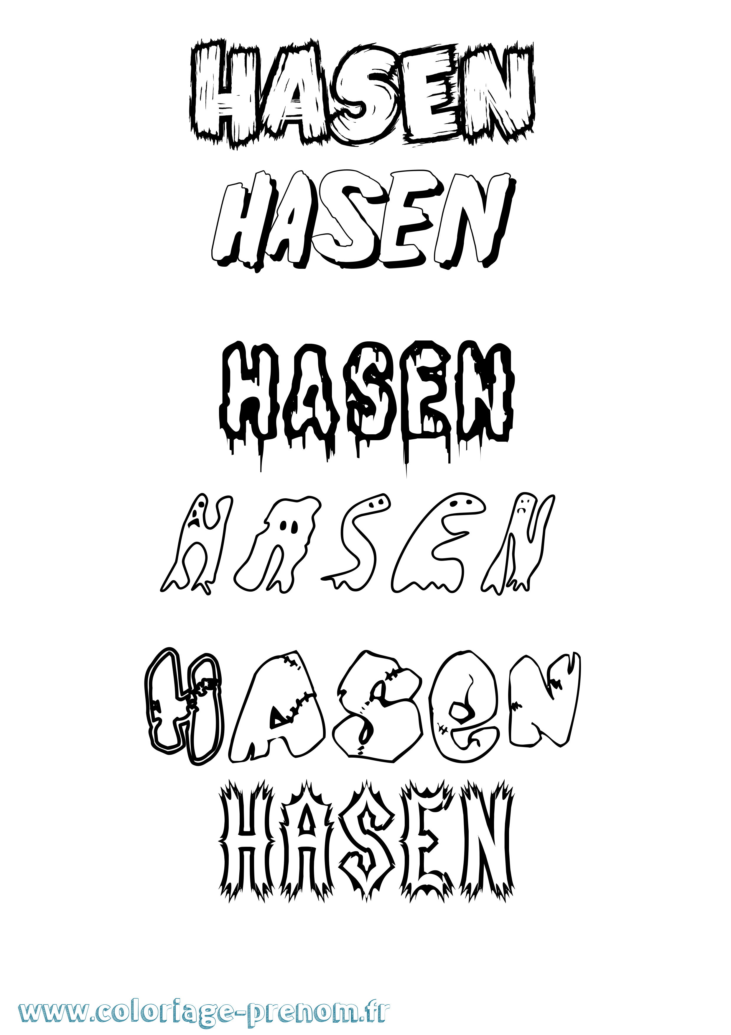 Coloriage Hasen Frisson Coloriage prénom Hasen Frisson