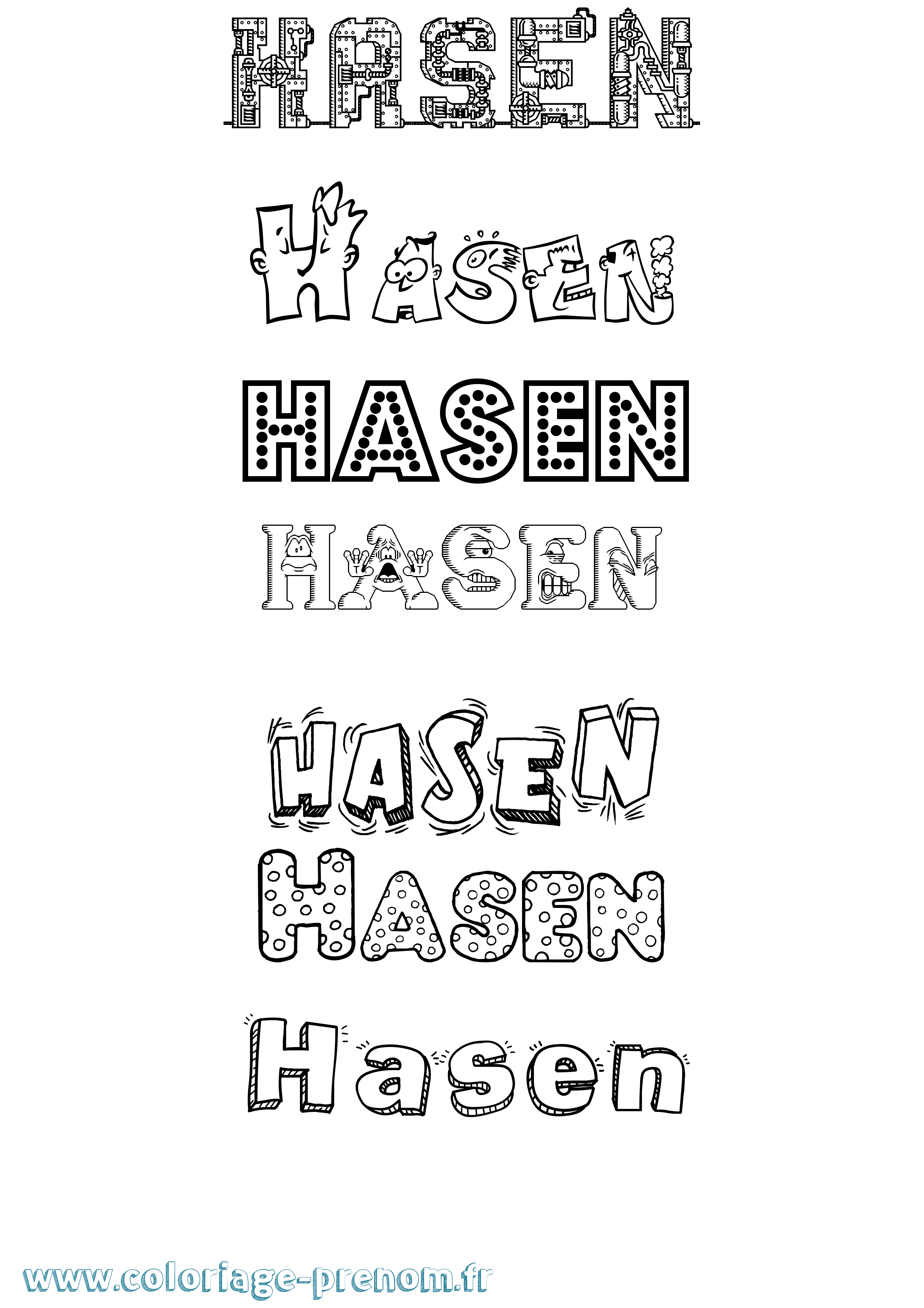 Coloriage Hasen Fun Coloriage prénom Hasen Fun