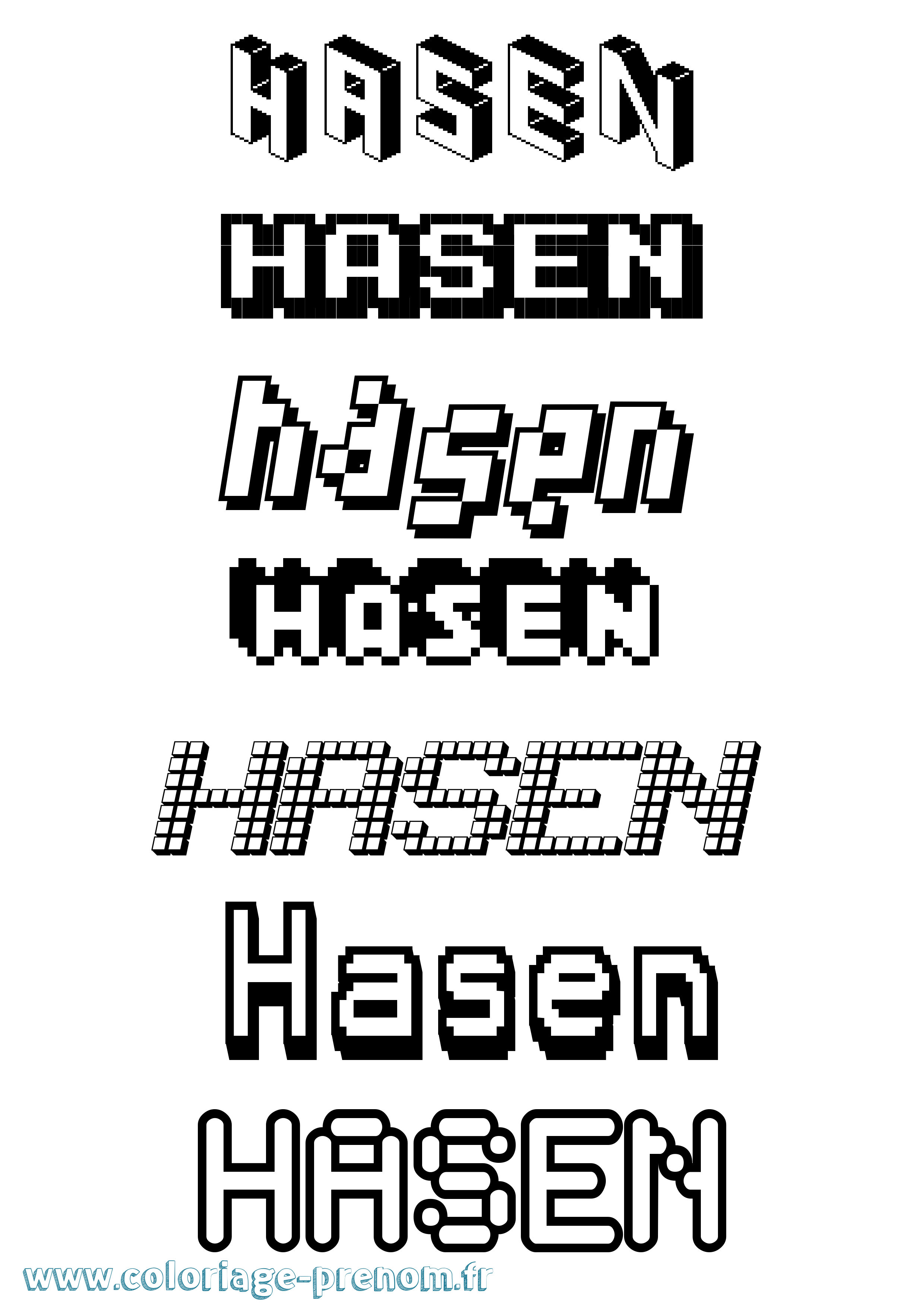 Coloriage Hasen Pixel Coloriage prénom Hasen Pixel