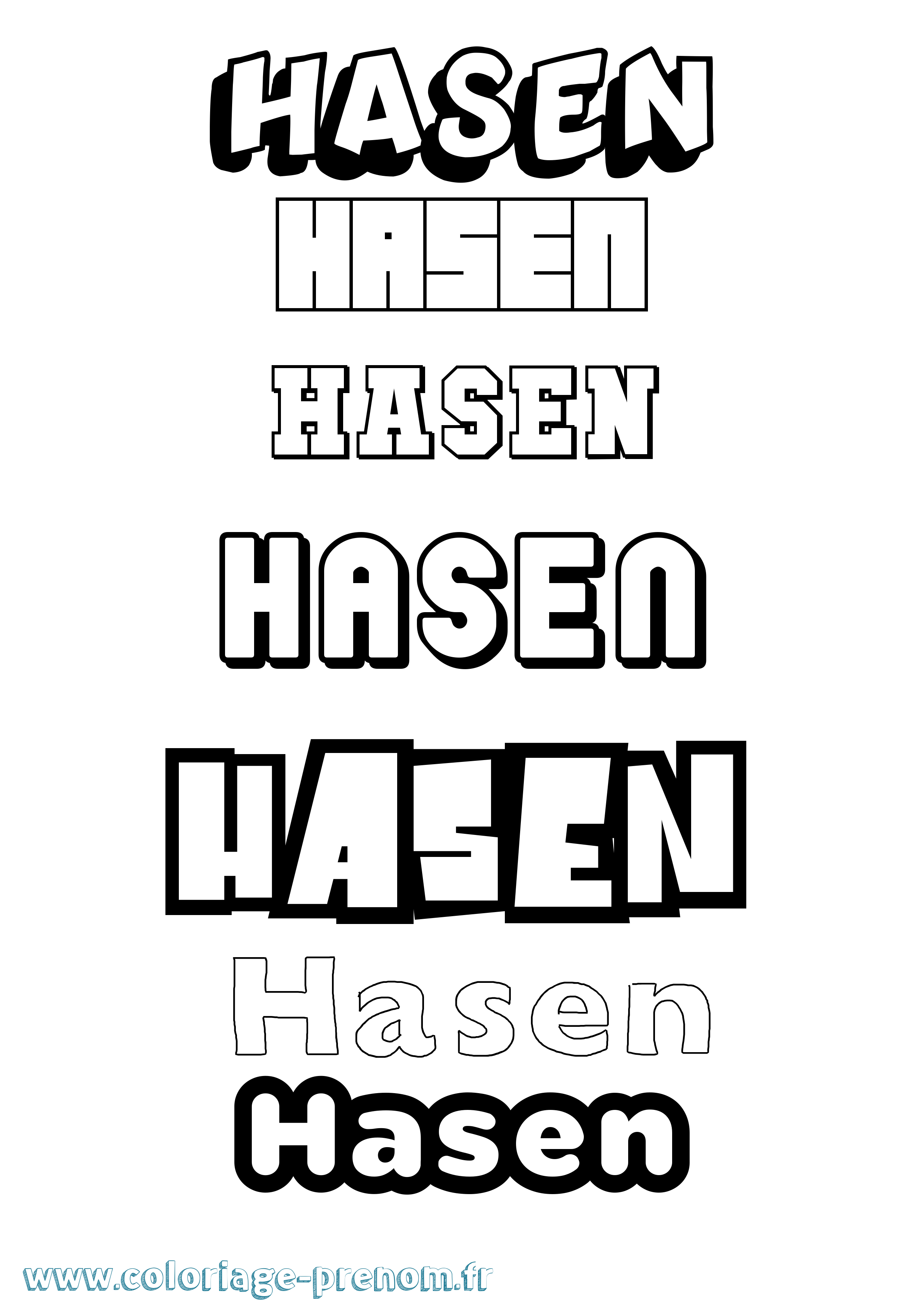 Coloriage Hasen Simple Coloriage prénom Hasen Simple