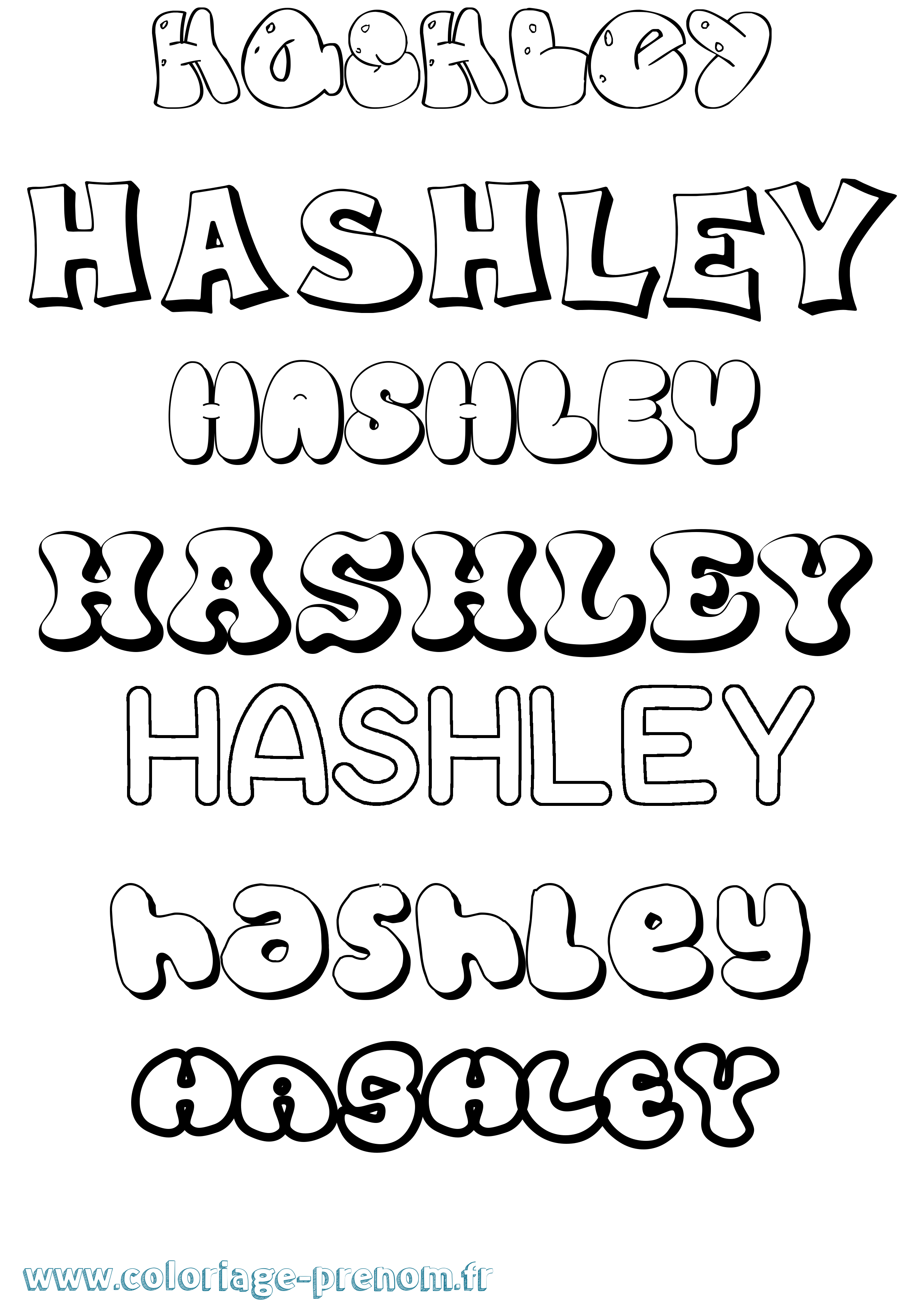 Coloriage Hashley Bubble Coloriage prénom Hashley Bubble