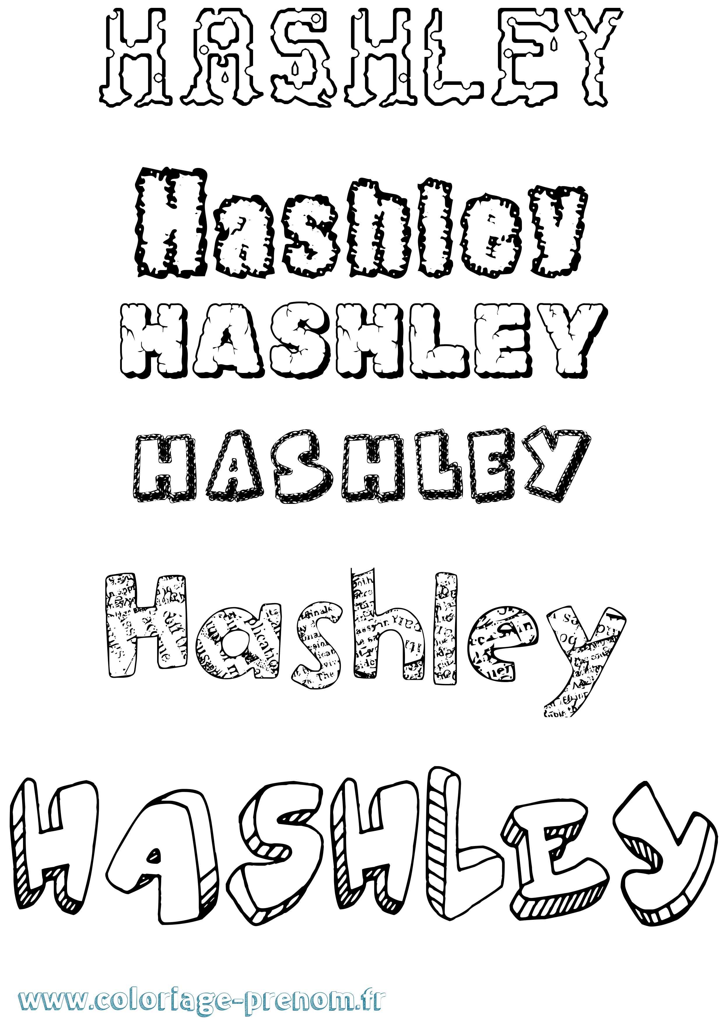 Coloriage Hashley Destructuré Coloriage prénom Hashley Destructuré