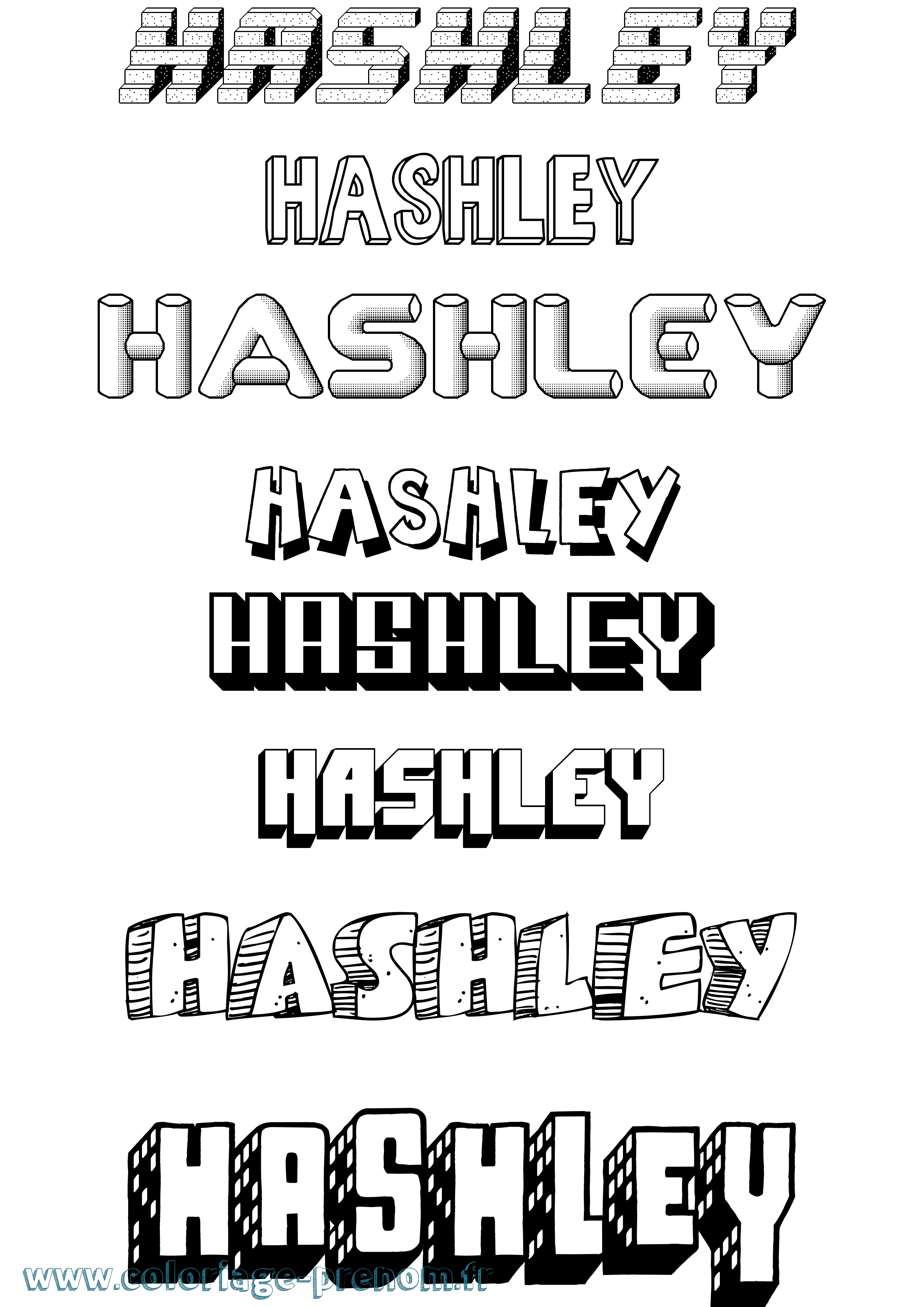 Coloriage Hashley Effet 3D Coloriage prénom Hashley Effet 3D
