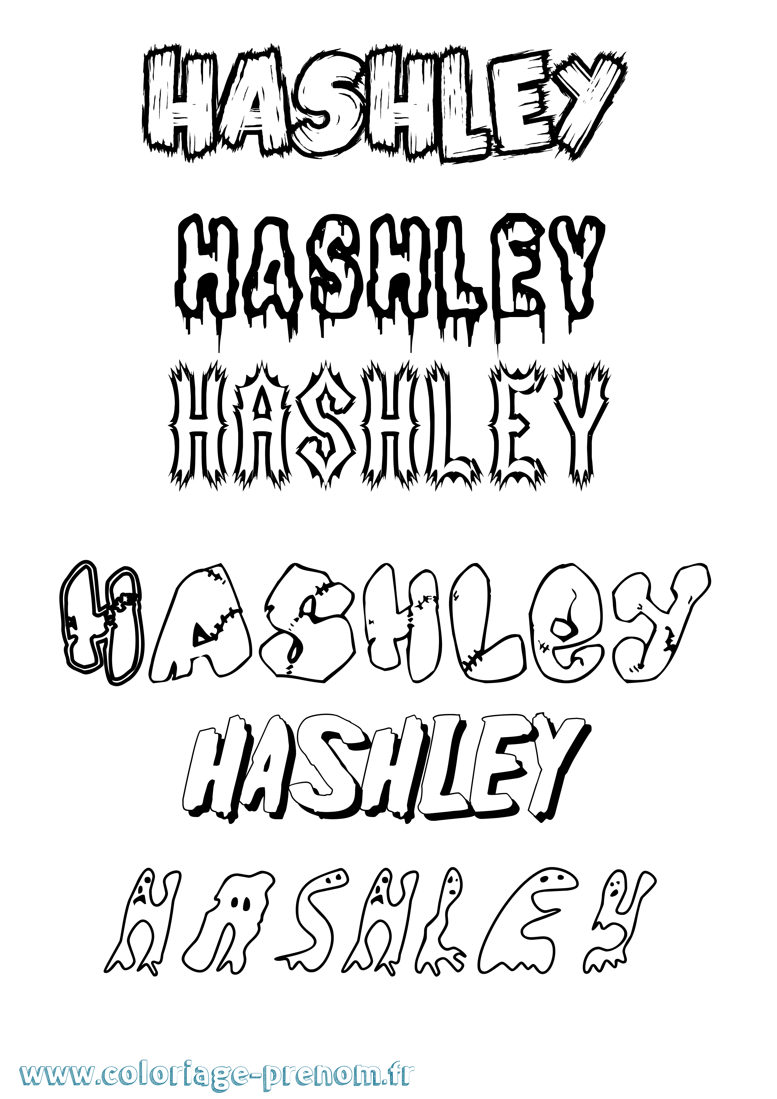Coloriage Hashley Frisson Coloriage prénom Hashley Frisson