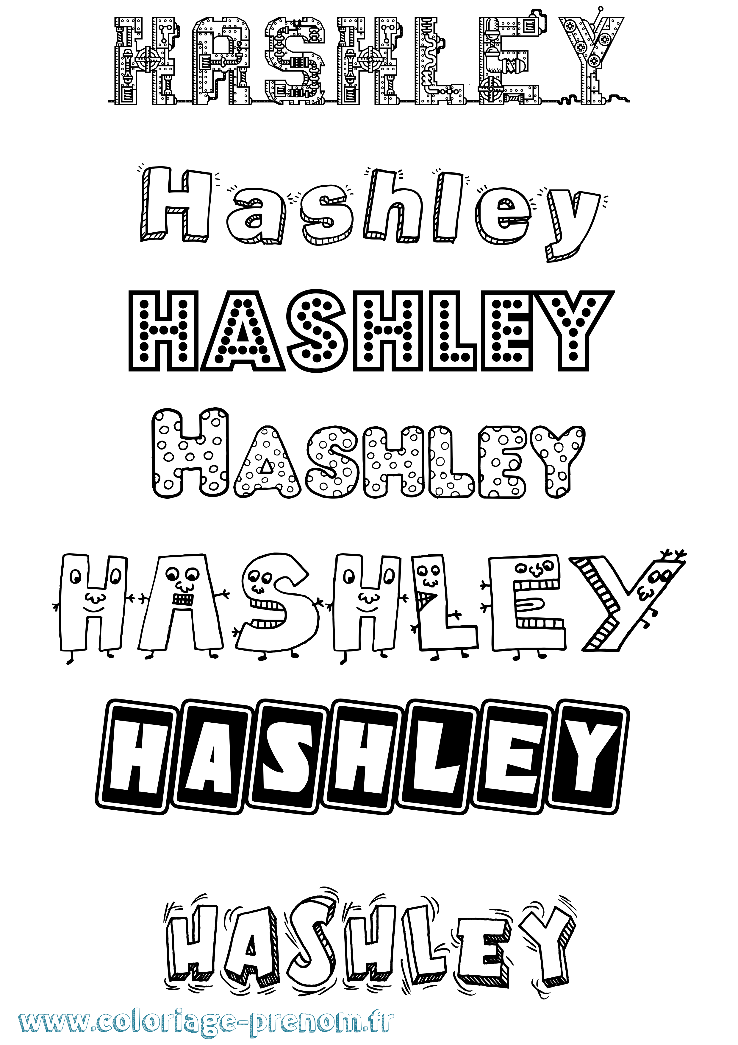 Coloriage Hashley Fun Coloriage prénom Hashley Fun