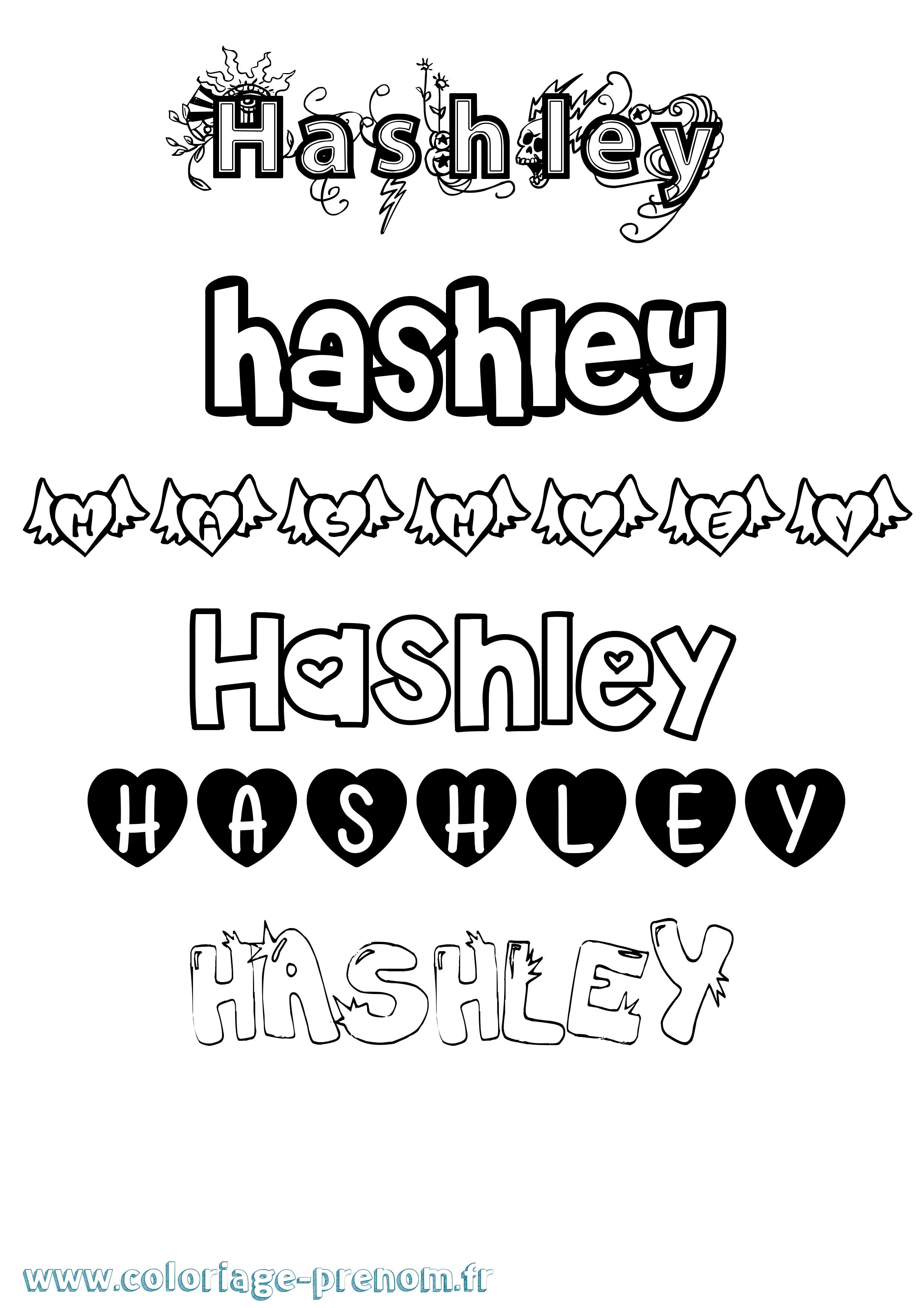 Coloriage Hashley Girly Coloriage prénom Hashley Girly