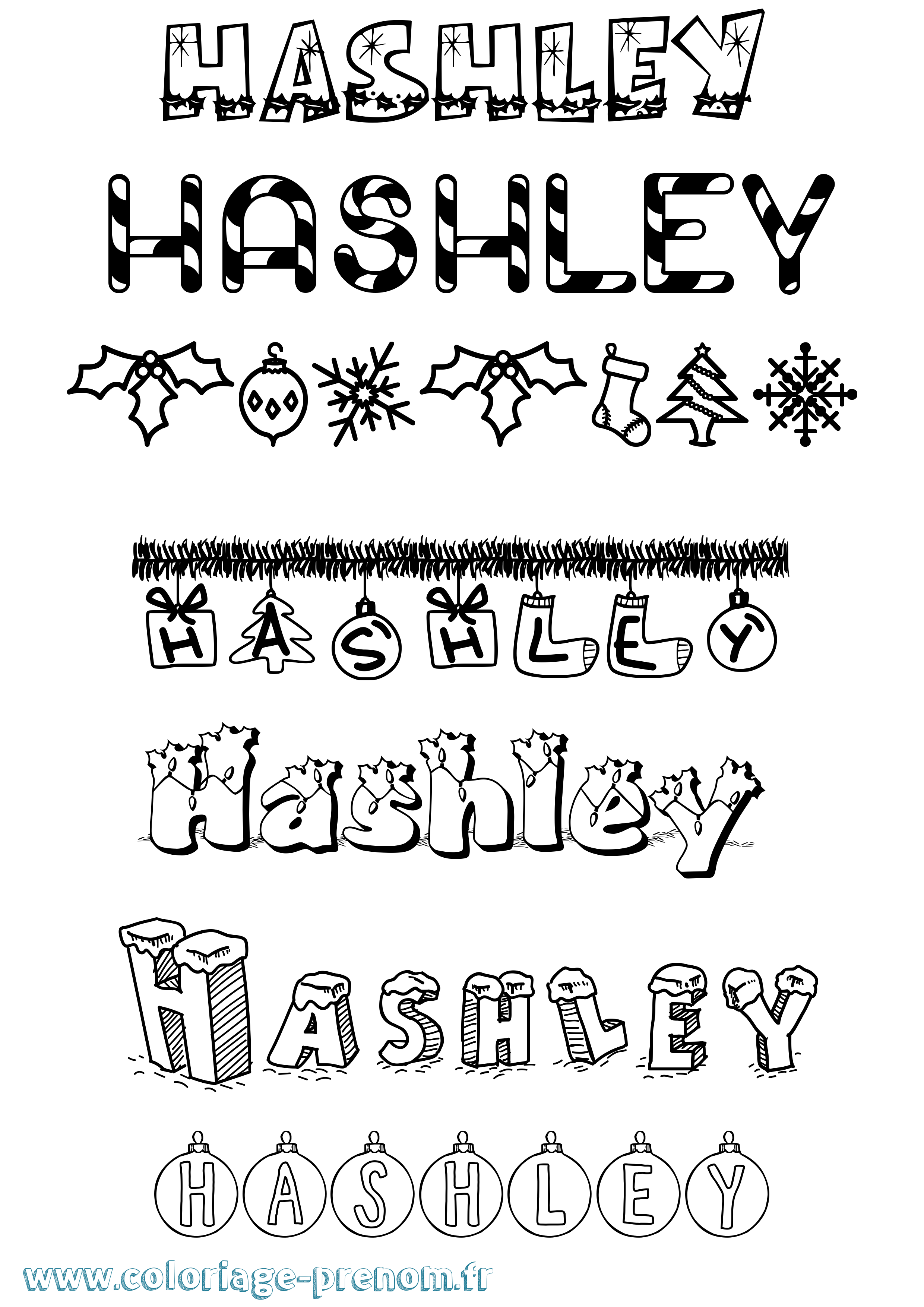 Coloriage Hashley Noël Coloriage prénom Hashley Noël