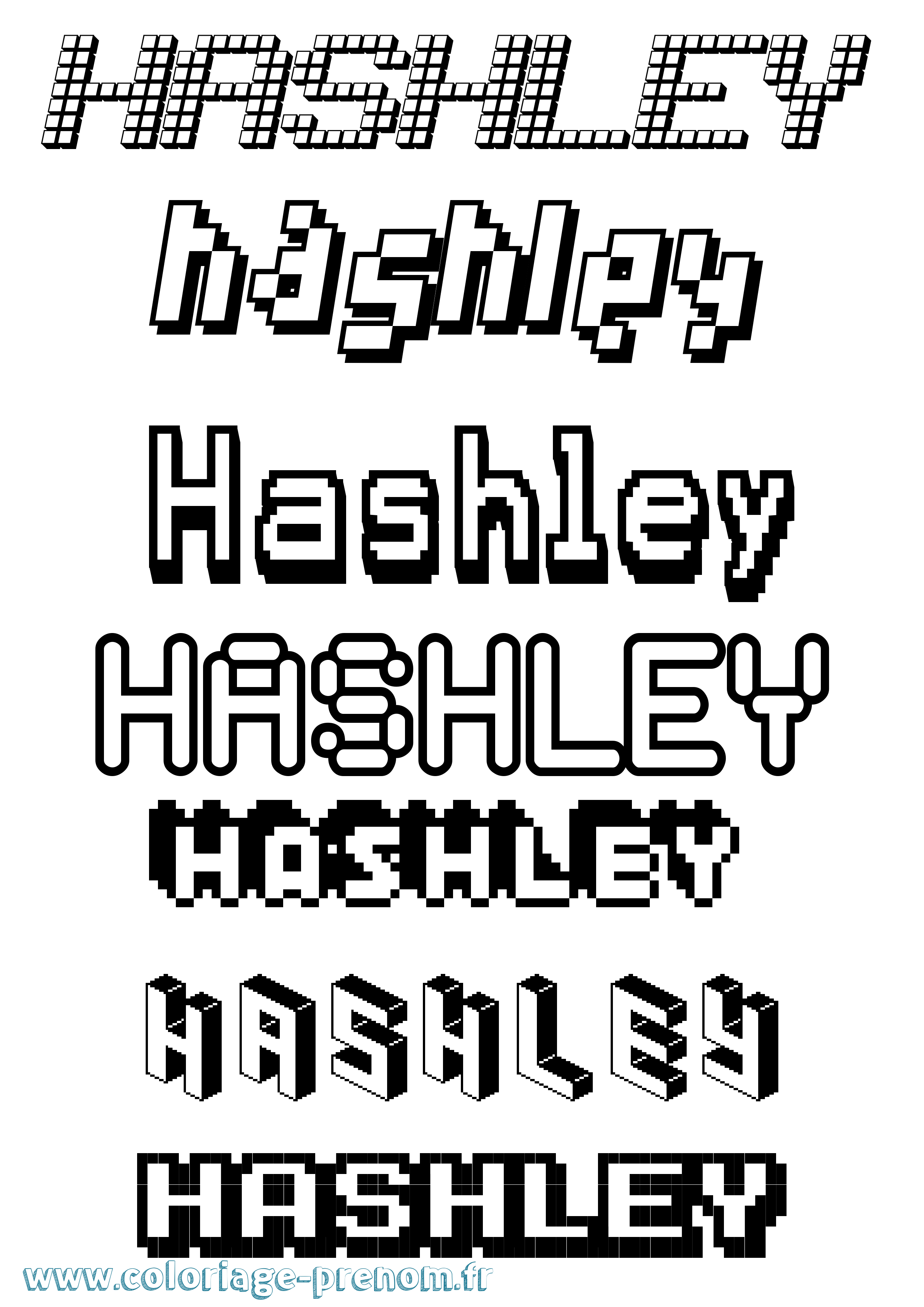 Coloriage Hashley Pixel Coloriage prénom Hashley Pixel