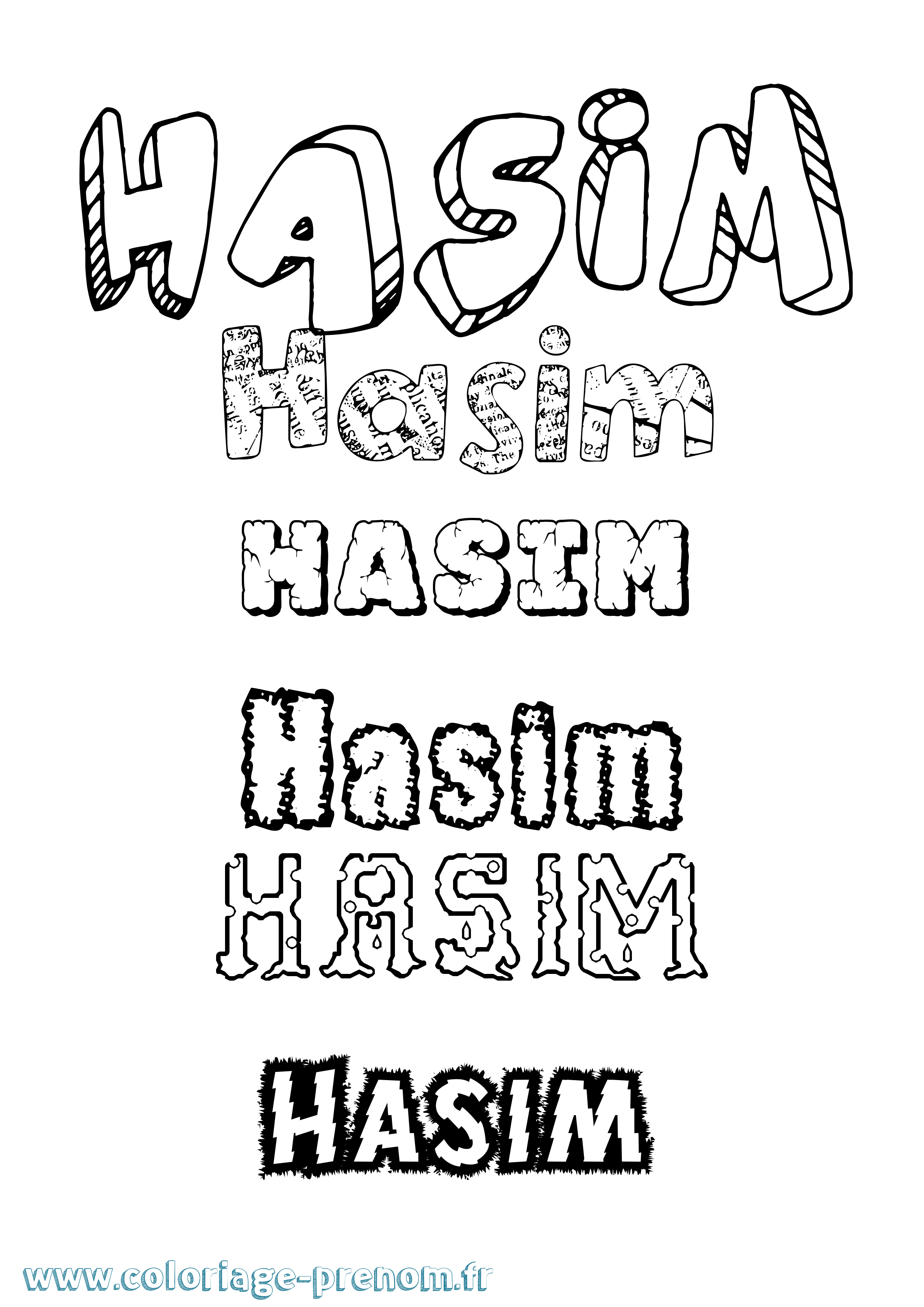 Coloriage Hasim Destructuré Coloriage prénom Hasim Destructuré