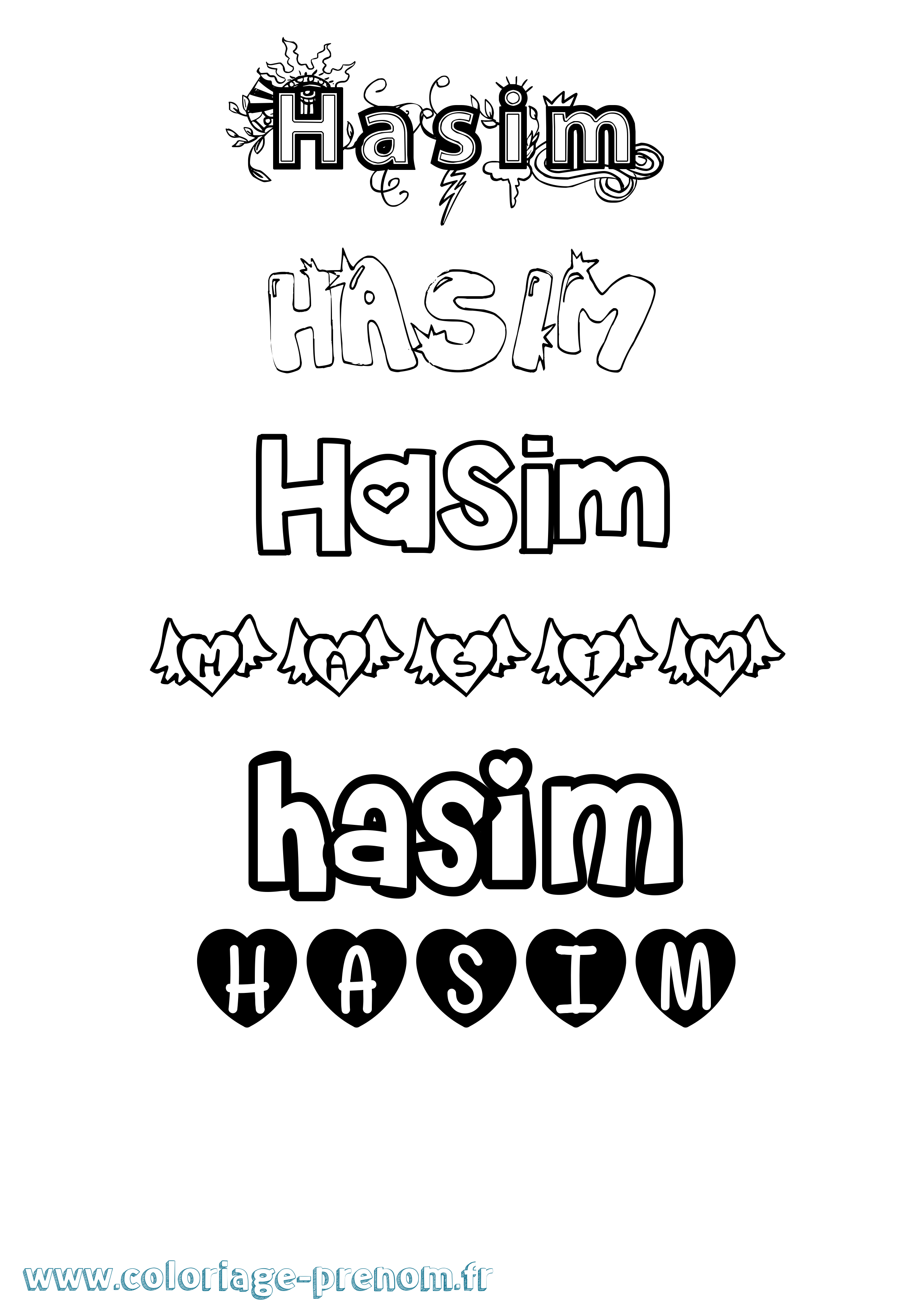 Coloriage Hasim Girly Coloriage prénom Hasim Girly