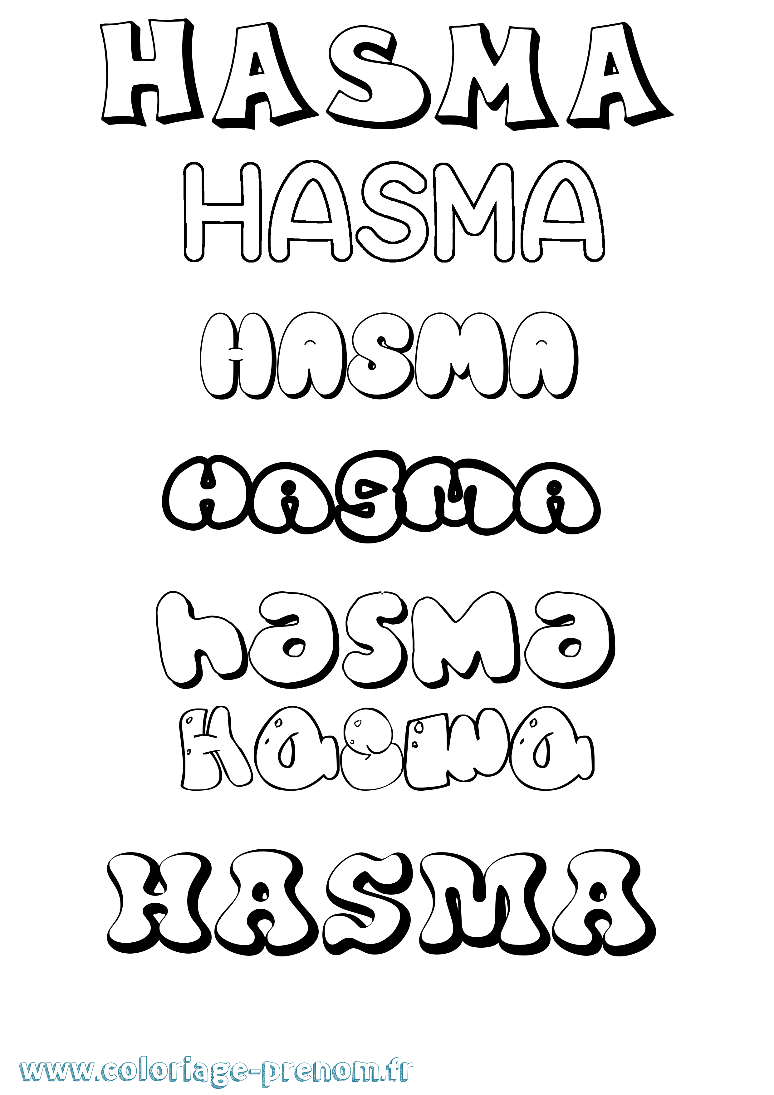Coloriage Hasma Bubble Coloriage prénom Hasma Bubble