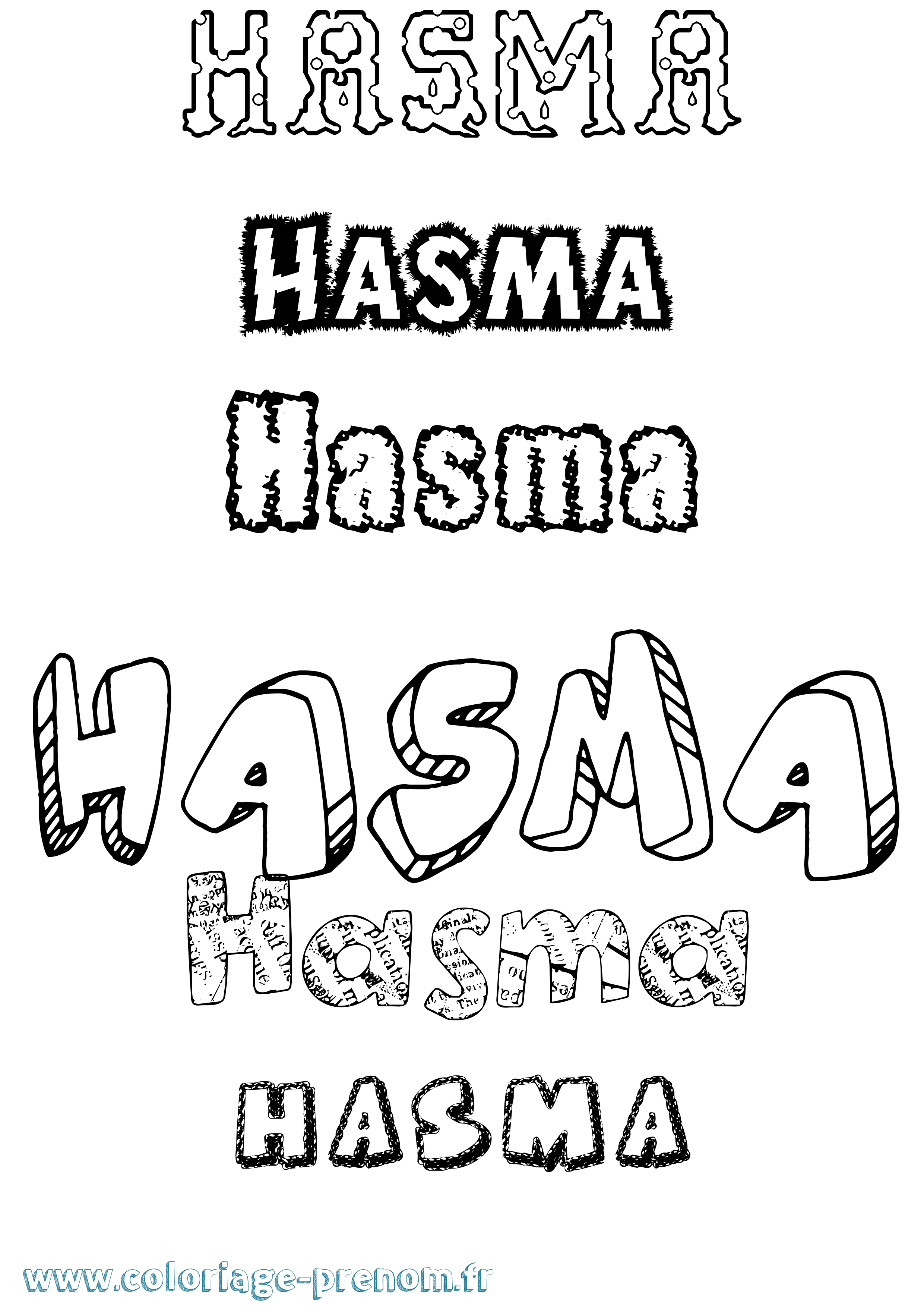 Coloriage Hasma Destructuré Coloriage prénom Hasma Destructuré
