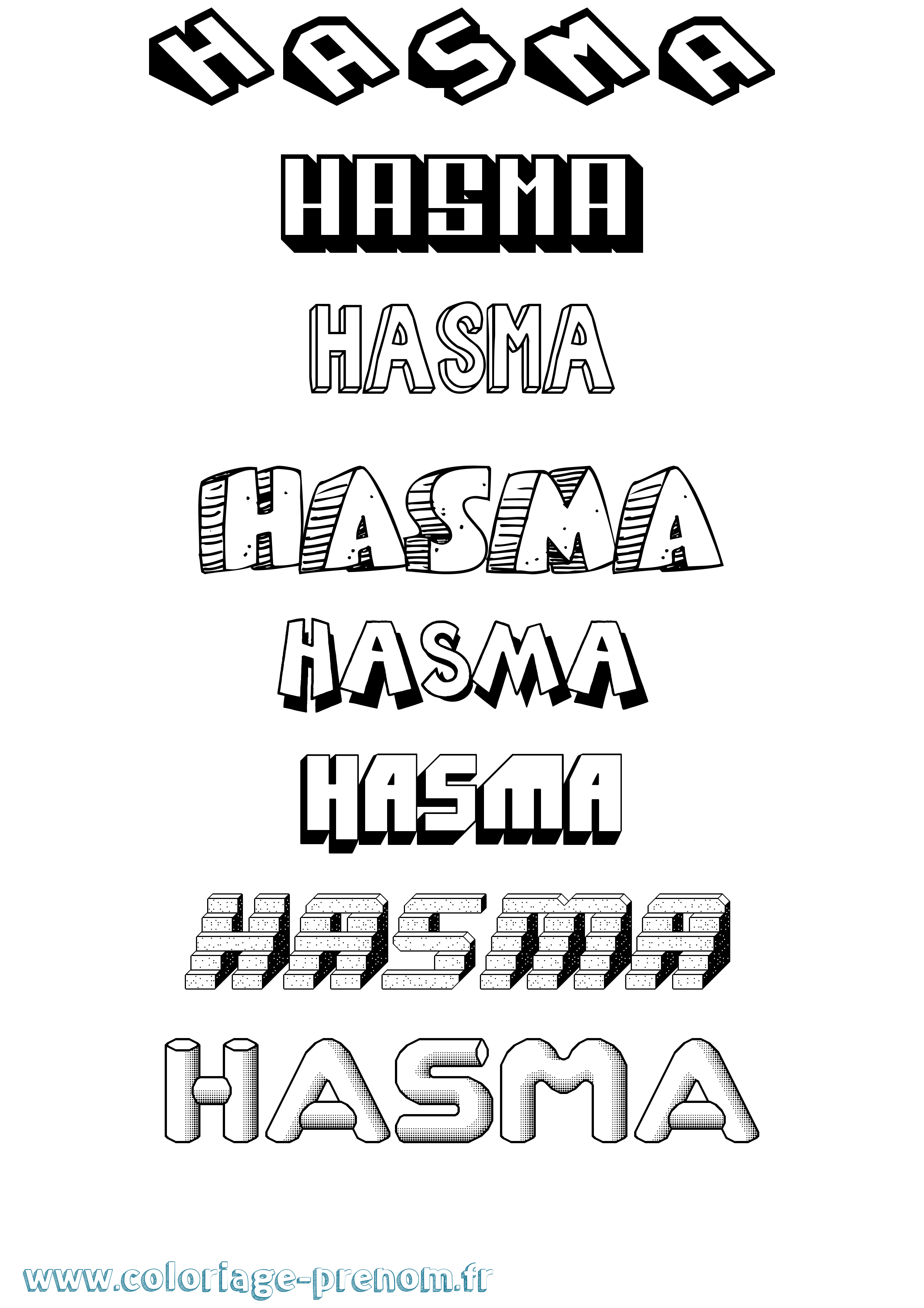 Coloriage Hasma Effet 3D Coloriage prénom Hasma Effet 3D
