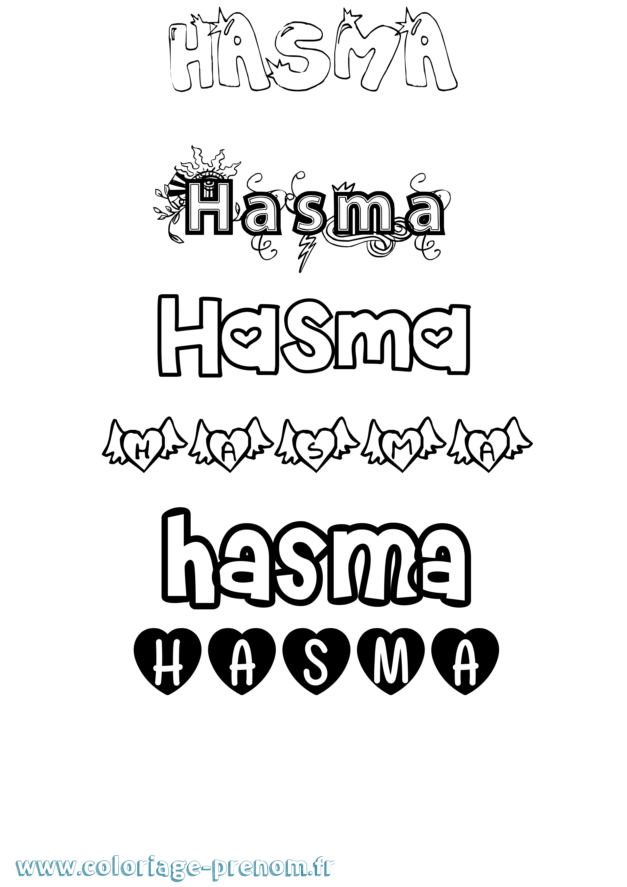 Coloriage Hasma Girly Coloriage prénom Hasma Girly