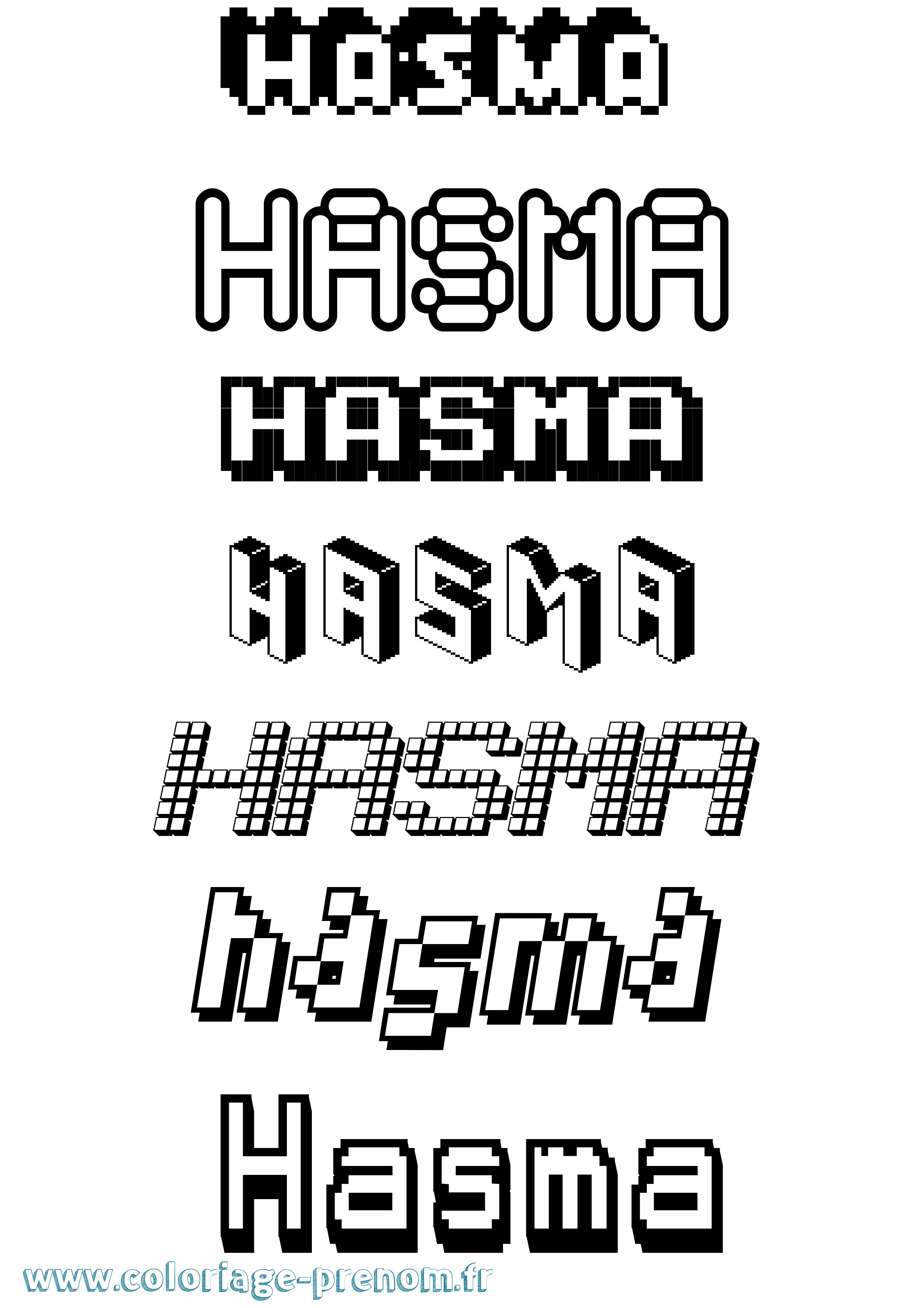Coloriage Hasma Pixel Coloriage prénom Hasma Pixel