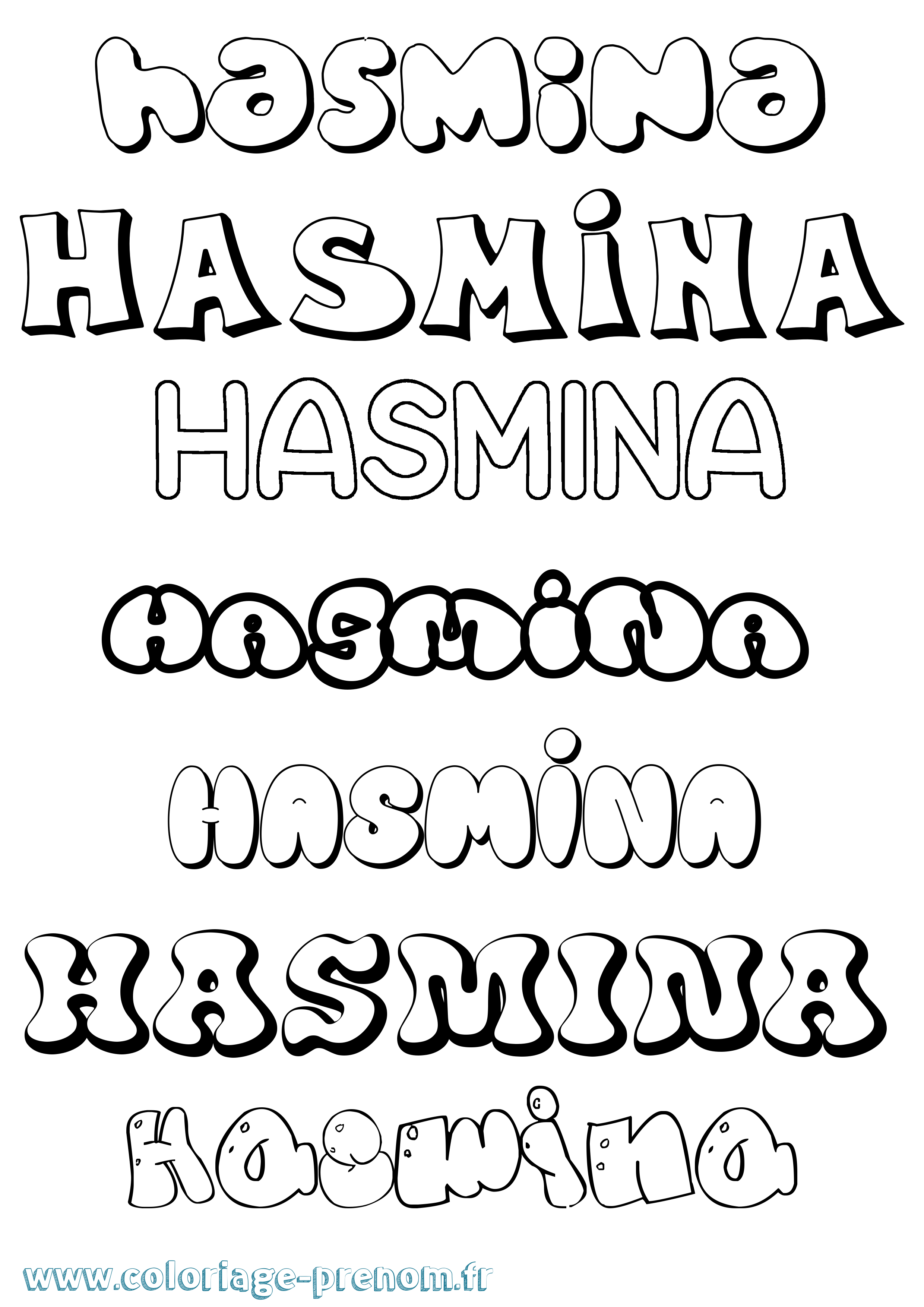 Coloriage Hasmina Bubble Coloriage prénom Hasmina Bubble