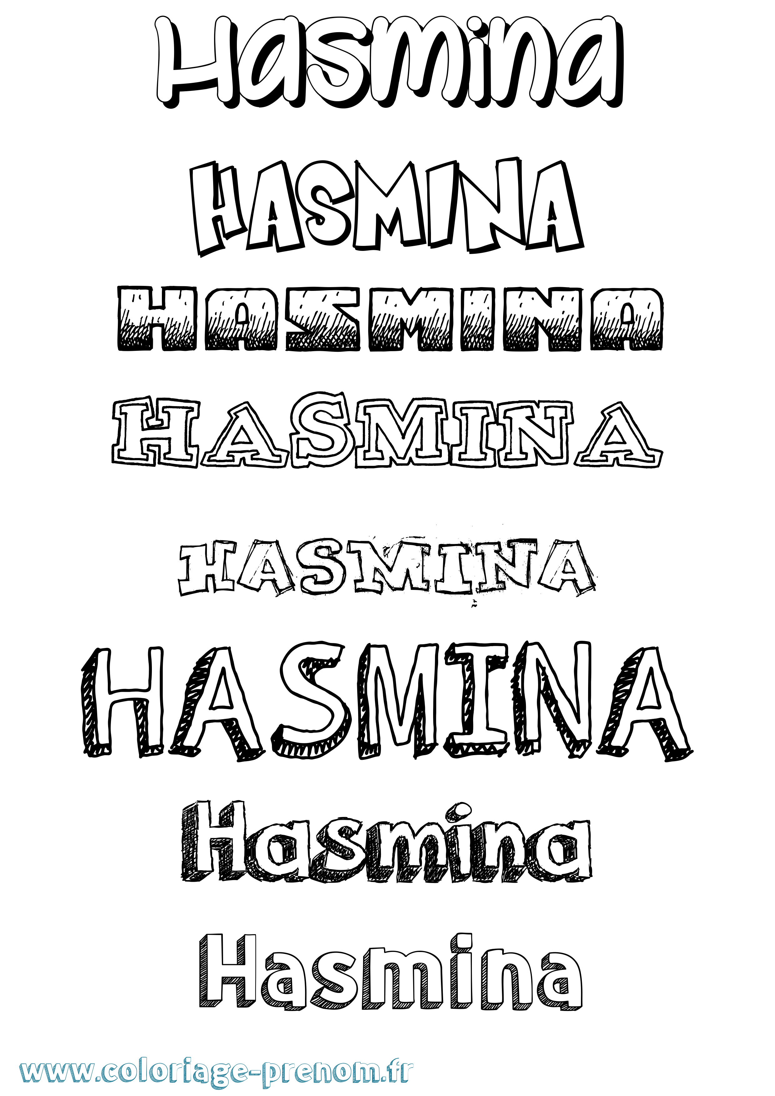 Coloriage Hasmina Dessiné Coloriage prénom Hasmina Dessiné