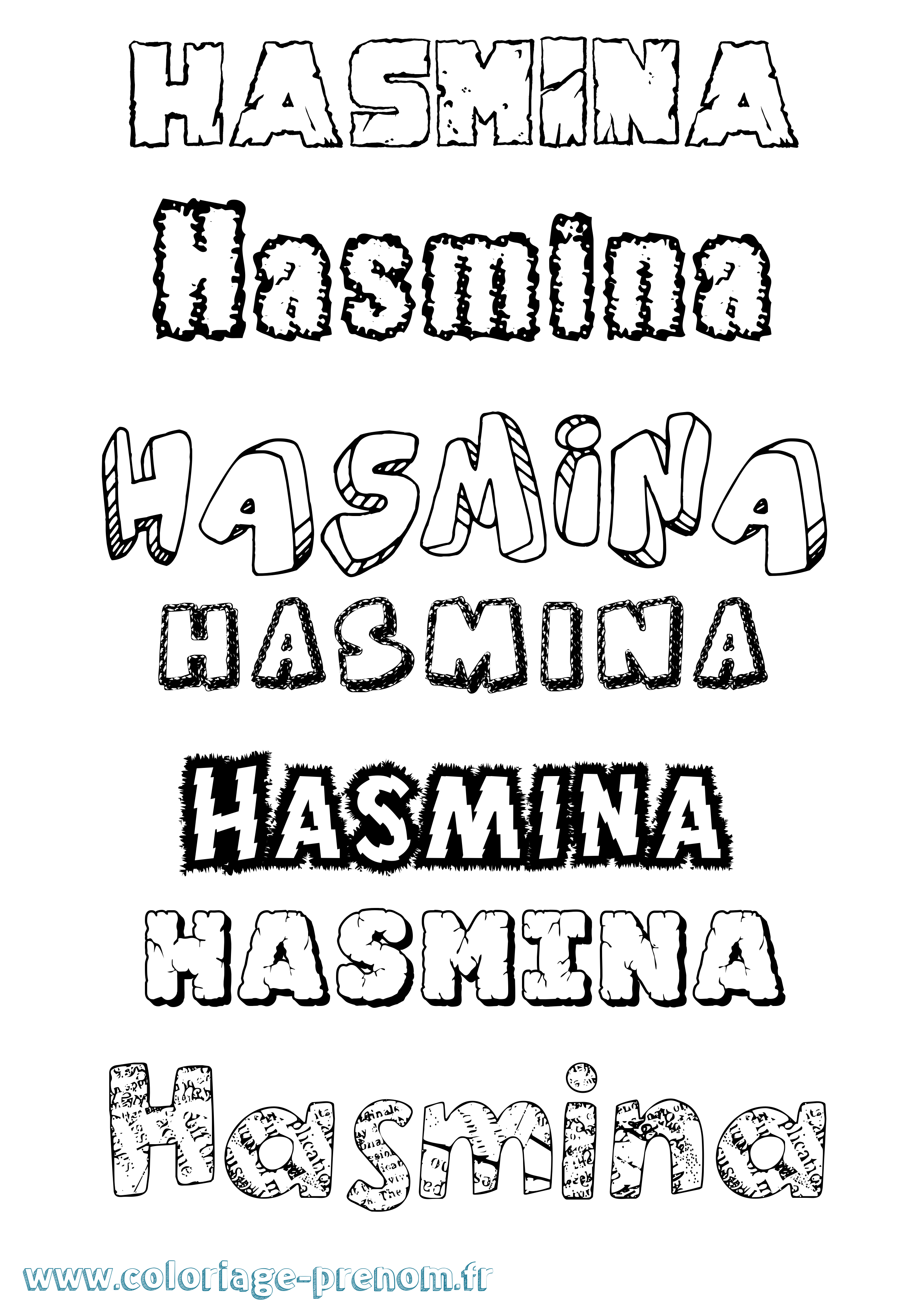Coloriage Hasmina Destructuré Coloriage prénom Hasmina Destructuré