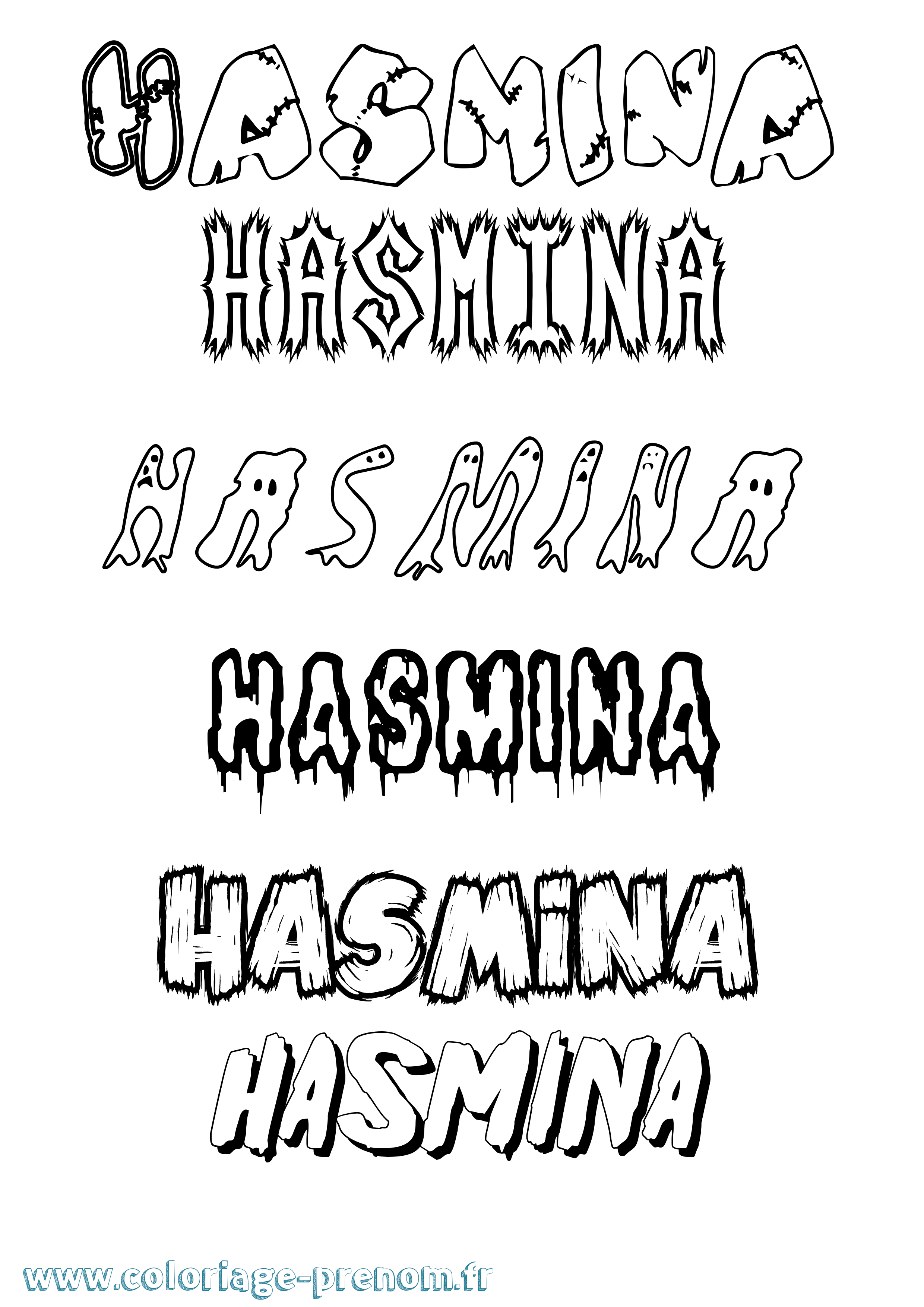 Coloriage Hasmina Frisson Coloriage prénom Hasmina Frisson