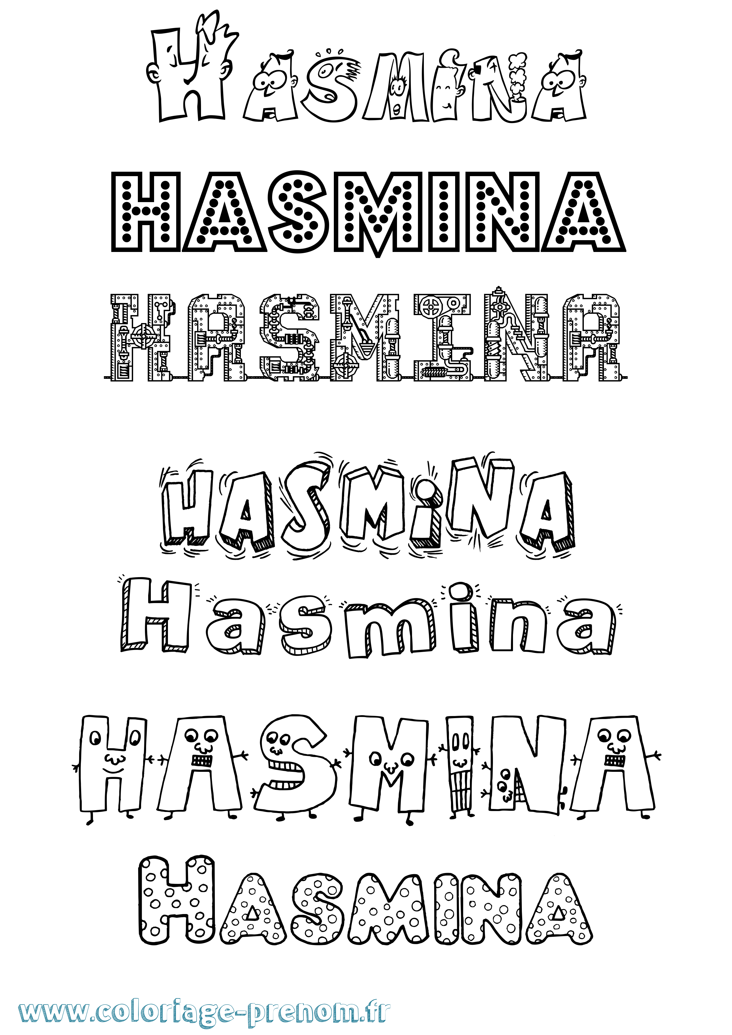 Coloriage Hasmina Fun Coloriage prénom Hasmina Fun