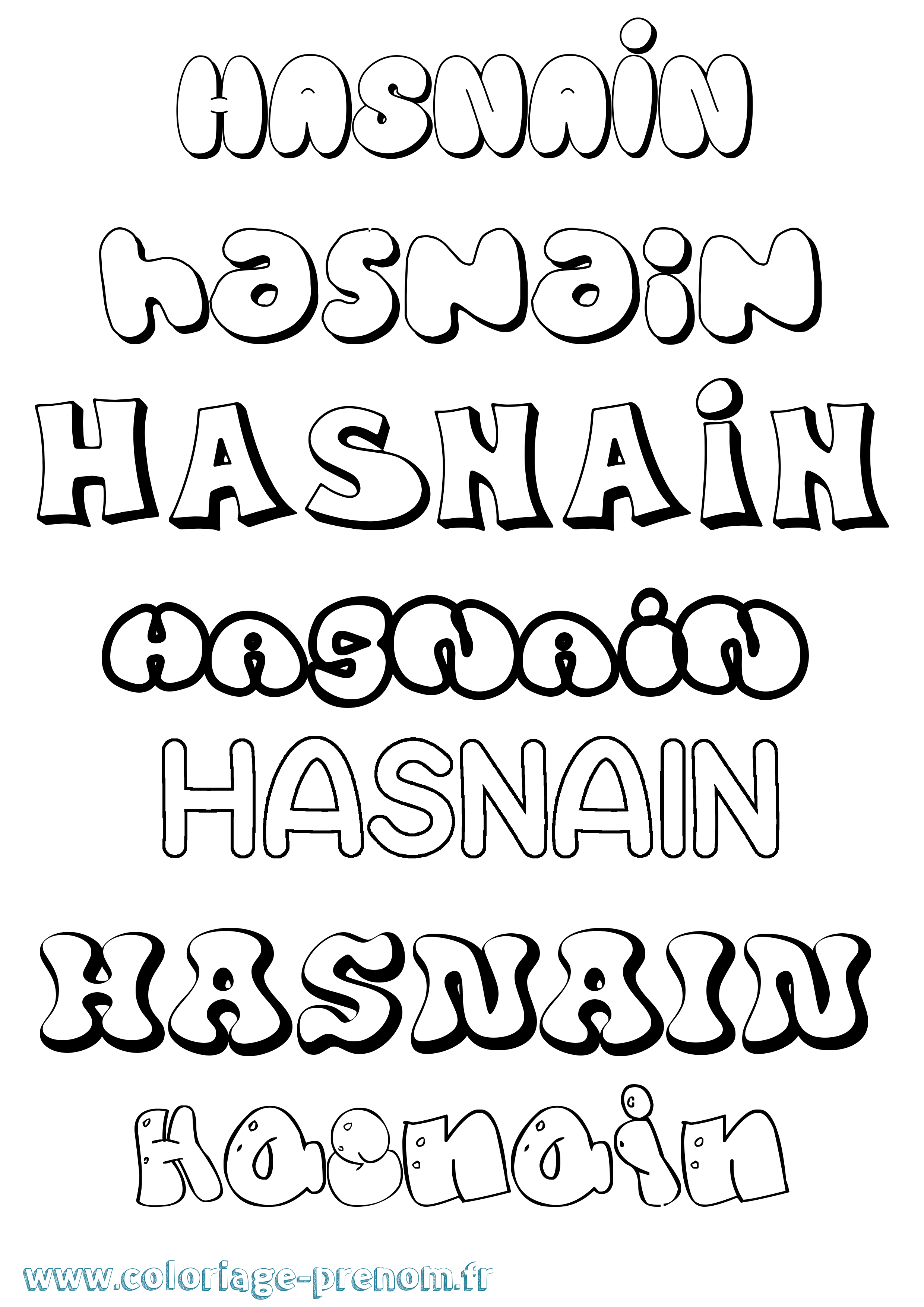 Coloriage Hasnain Bubble Coloriage prénom Hasnain Bubble