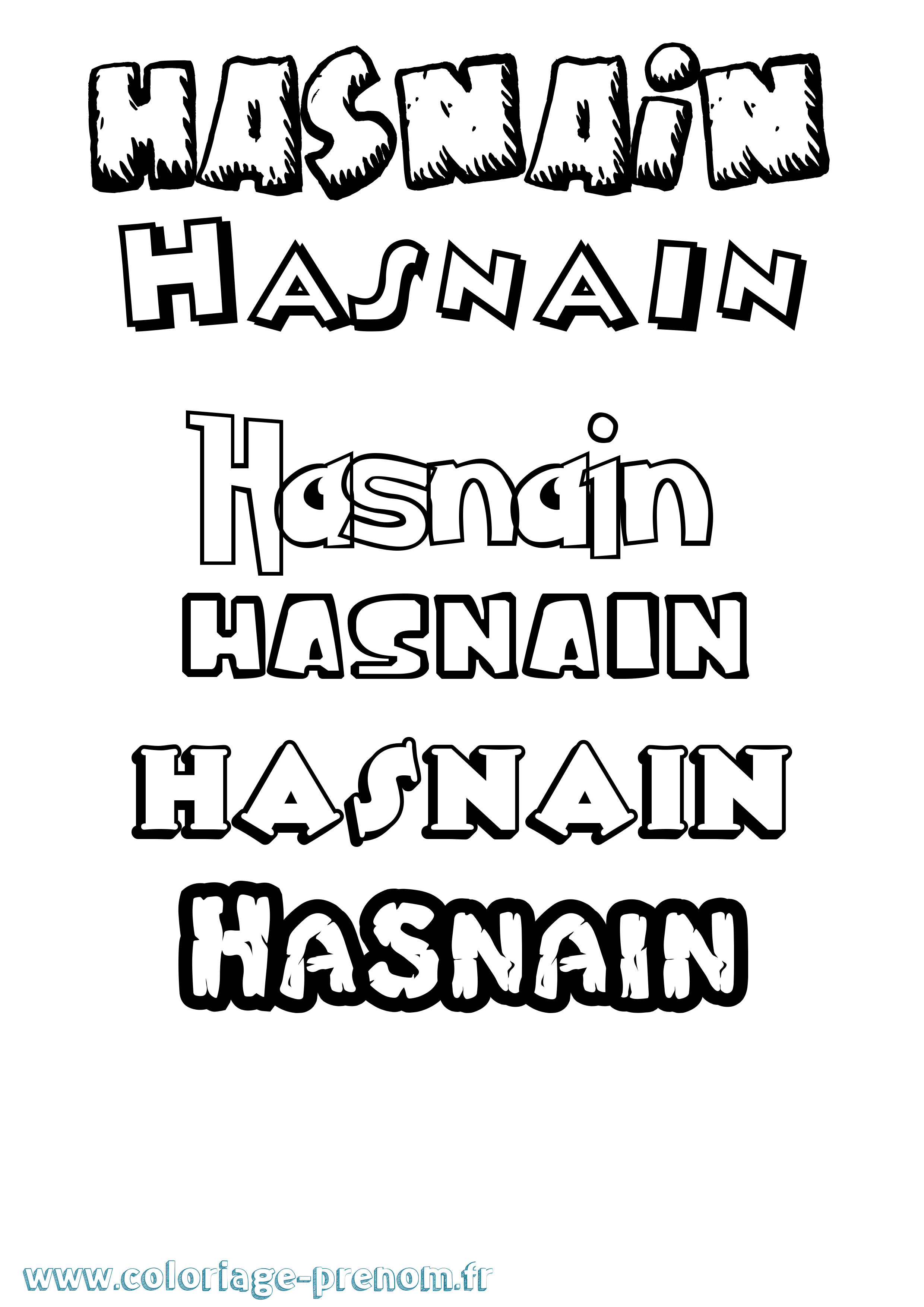 Coloriage Hasnain Dessin Animé Coloriage prénom Hasnain Dessin Animé