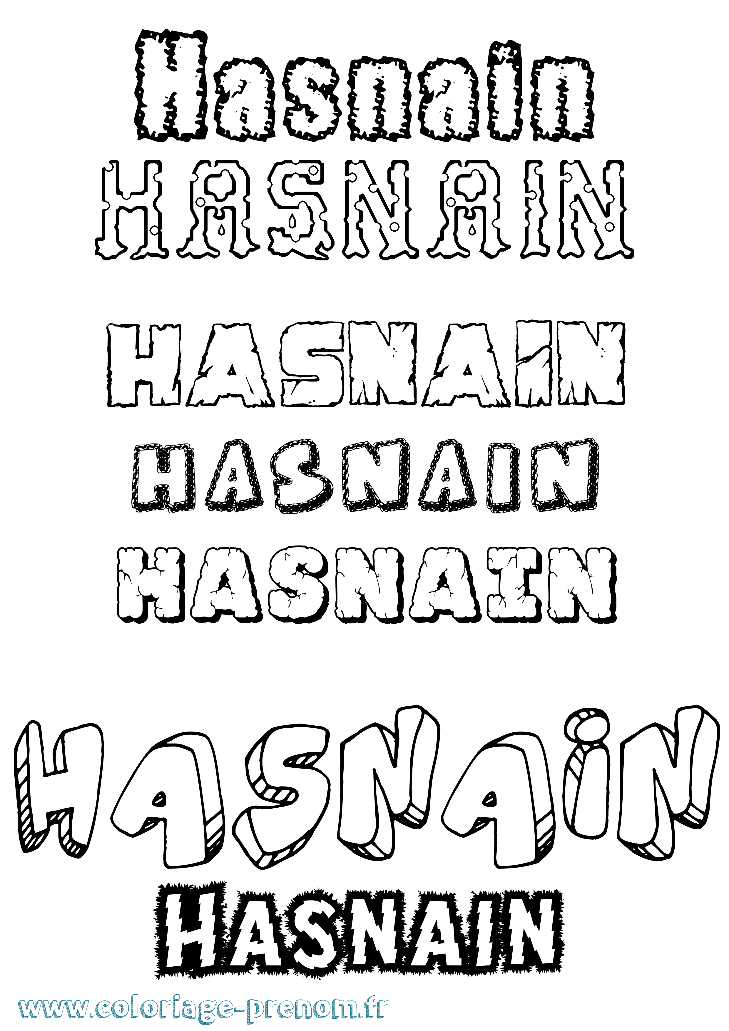 Coloriage Hasnain Destructuré Coloriage prénom Hasnain Destructuré