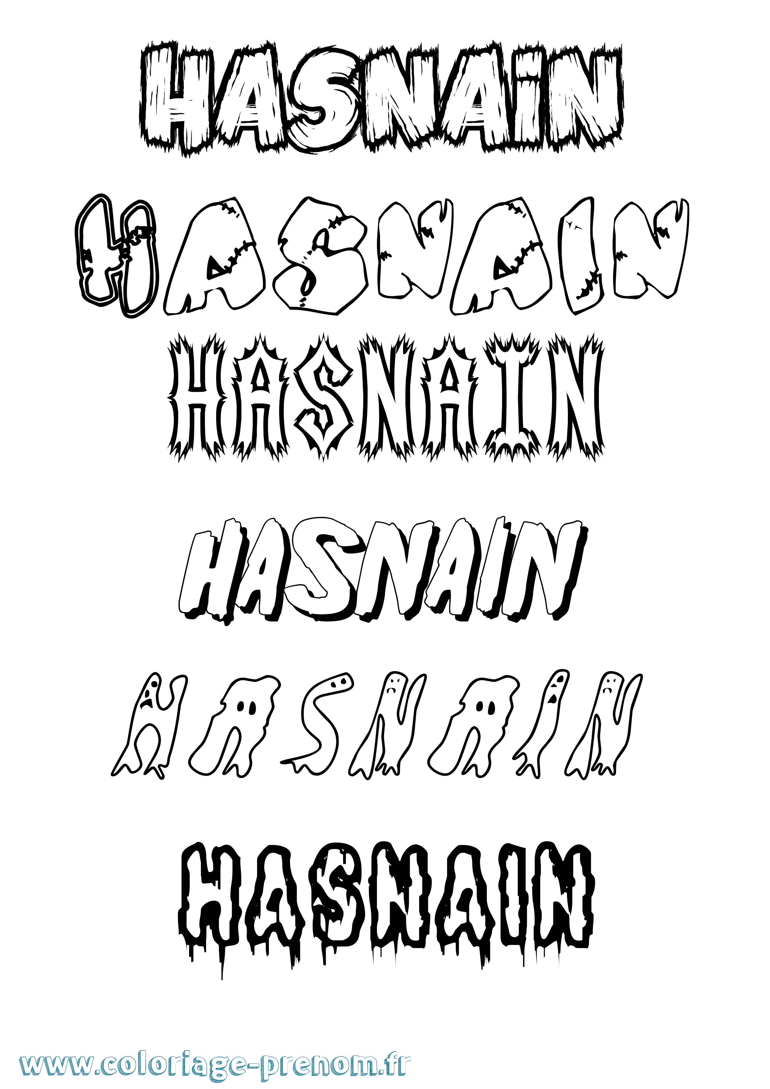 Coloriage Hasnain Frisson Coloriage prénom Hasnain Frisson