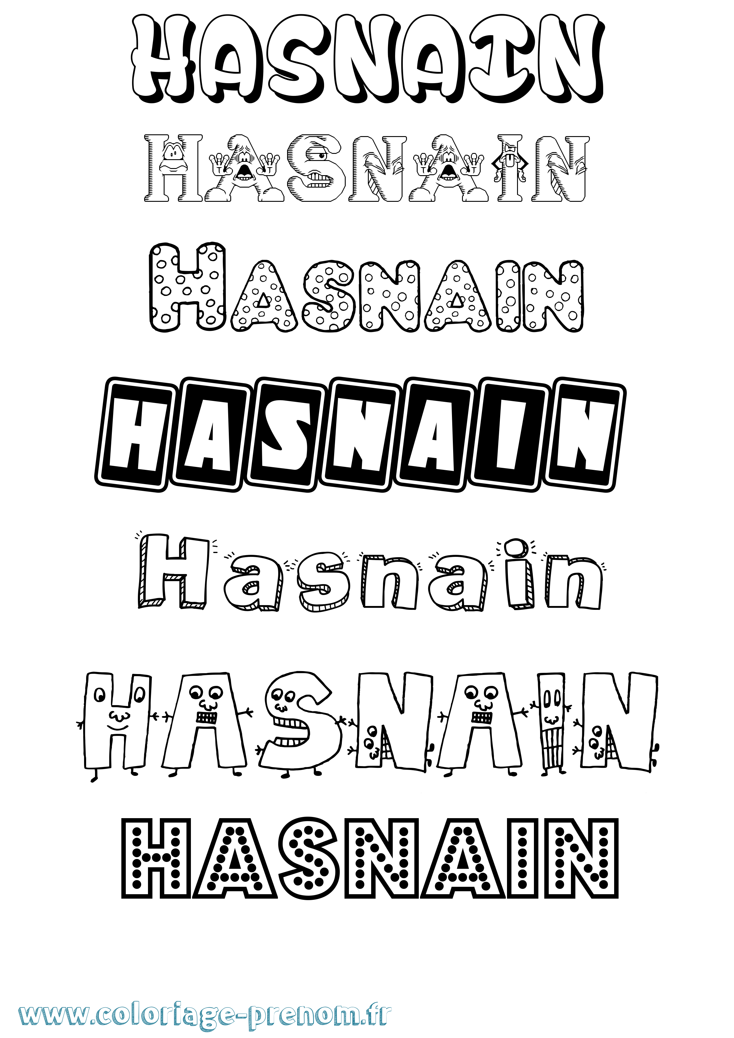 Coloriage Hasnain Fun Coloriage prénom Hasnain Fun