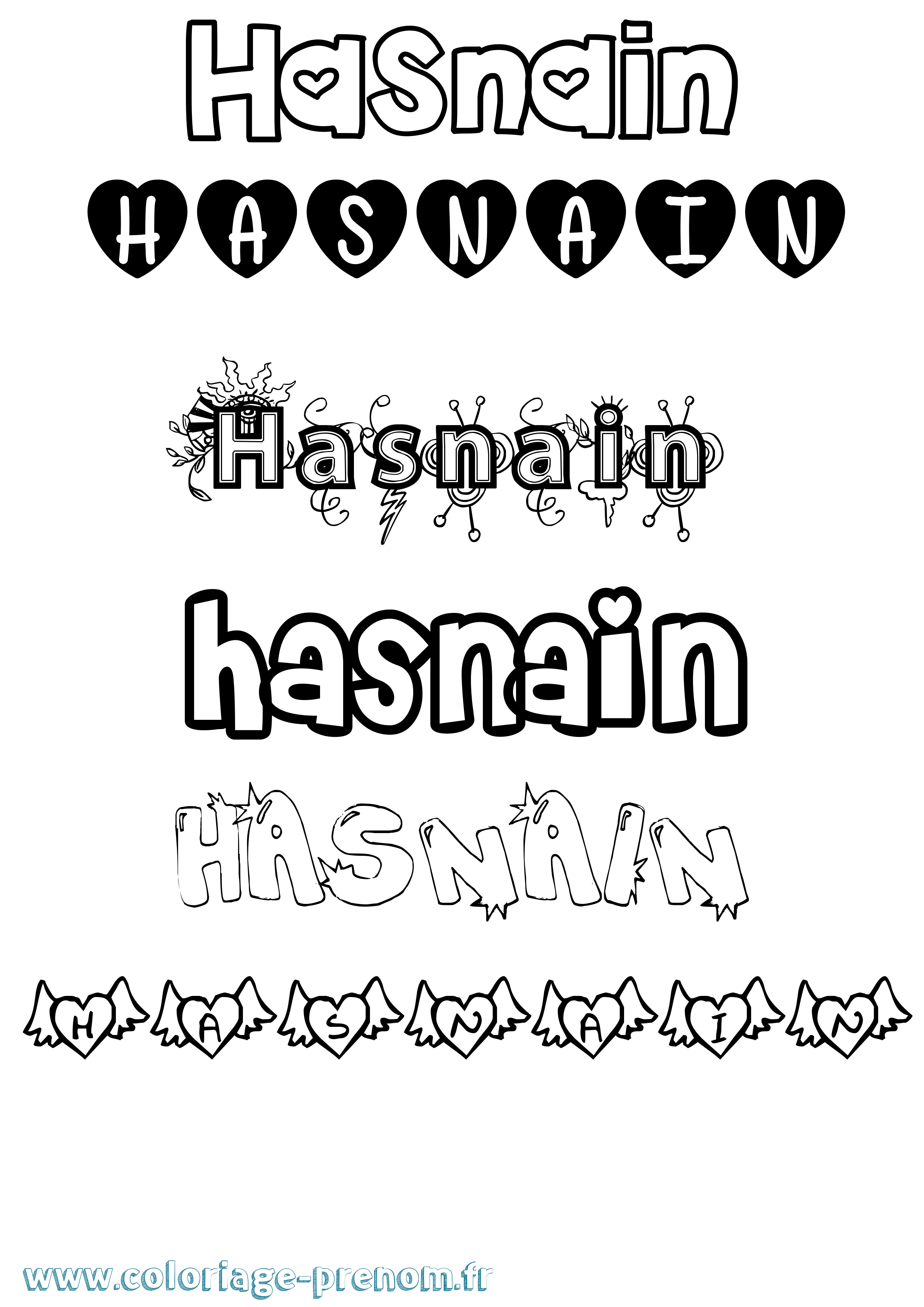 Coloriage Hasnain Girly Coloriage prénom Hasnain Girly