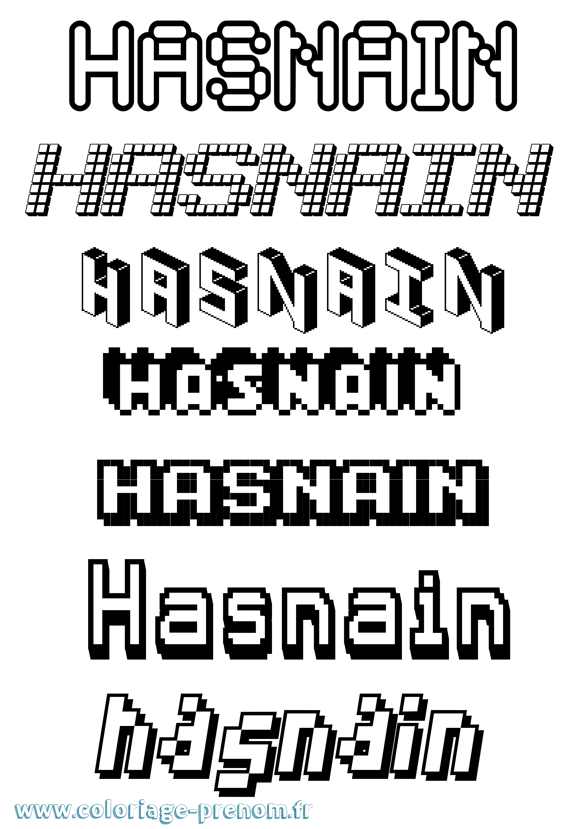 Coloriage Hasnain Pixel Coloriage prénom Hasnain Pixel