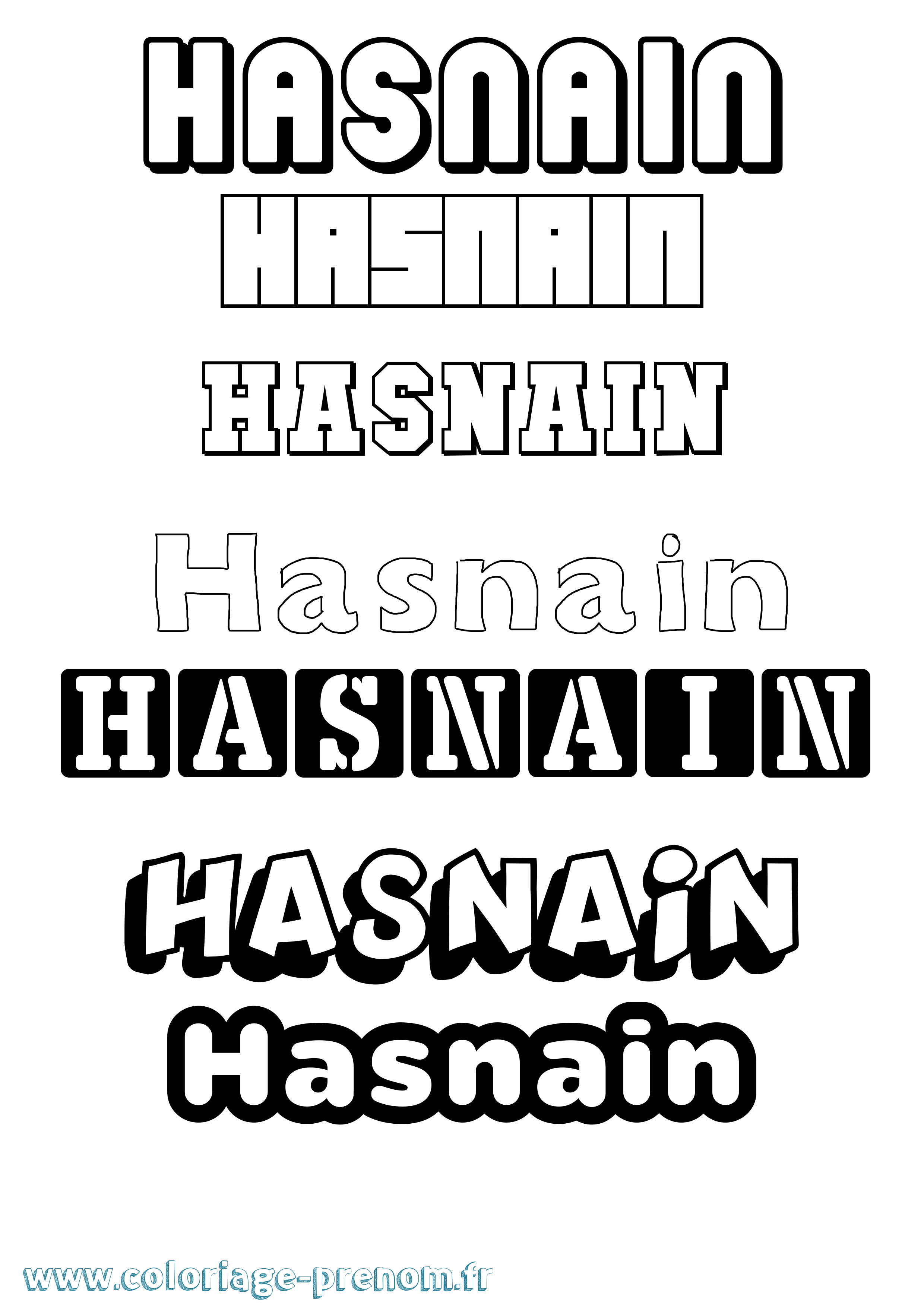 Coloriage Hasnain Simple Coloriage prénom Hasnain Simple