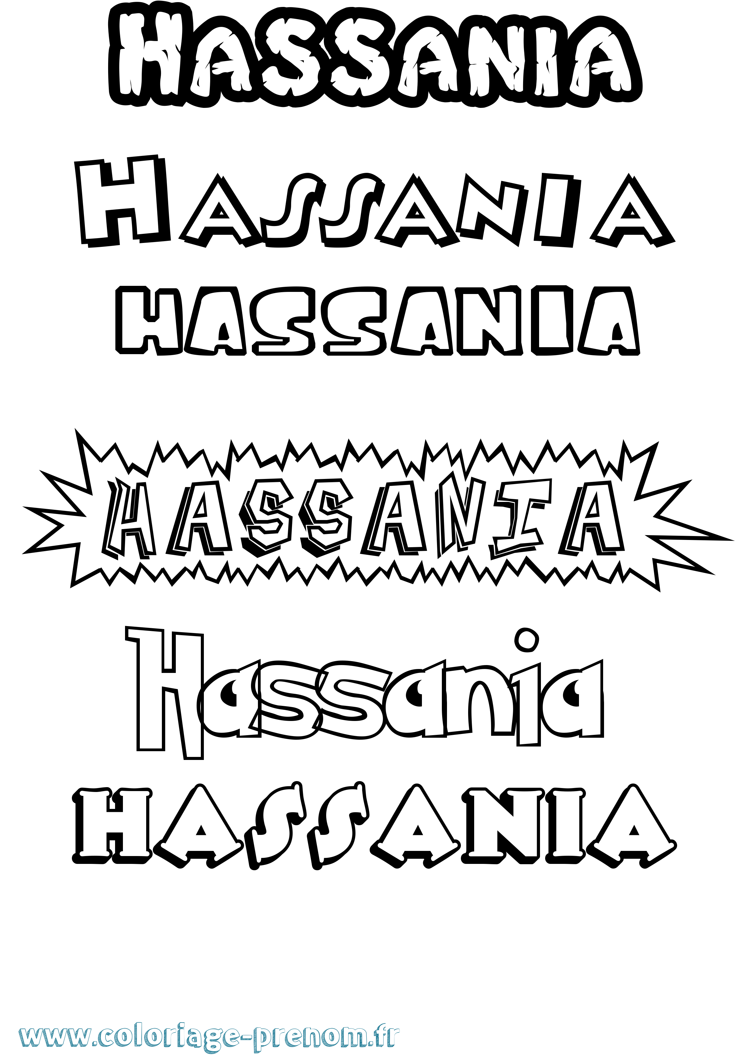 Coloriage Hassania Dessin Animé Coloriage prénom Hassania Dessin Animé