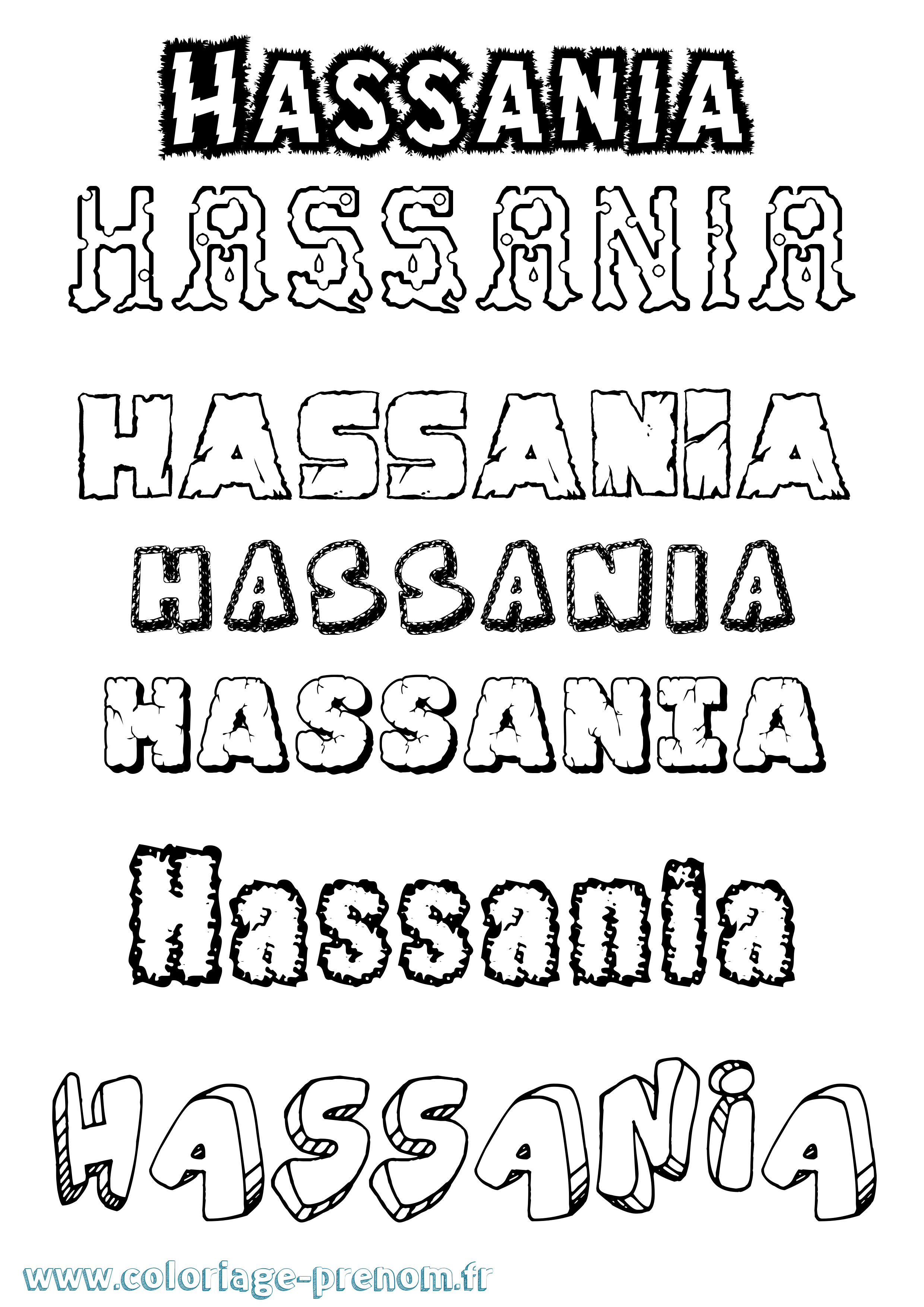Coloriage Hassania Destructuré Coloriage prénom Hassania Destructuré