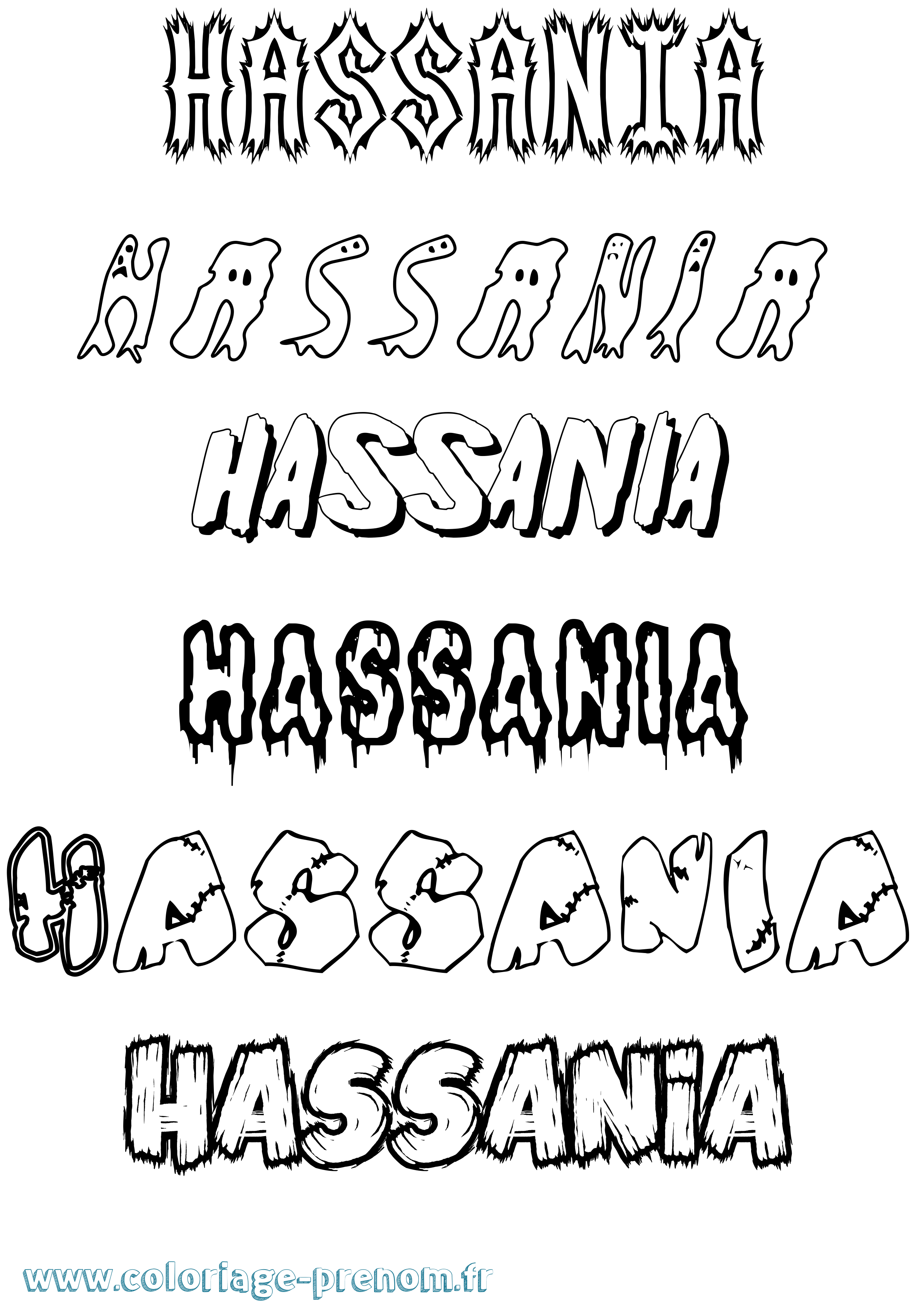 Coloriage Hassania Frisson Coloriage prénom Hassania Frisson
