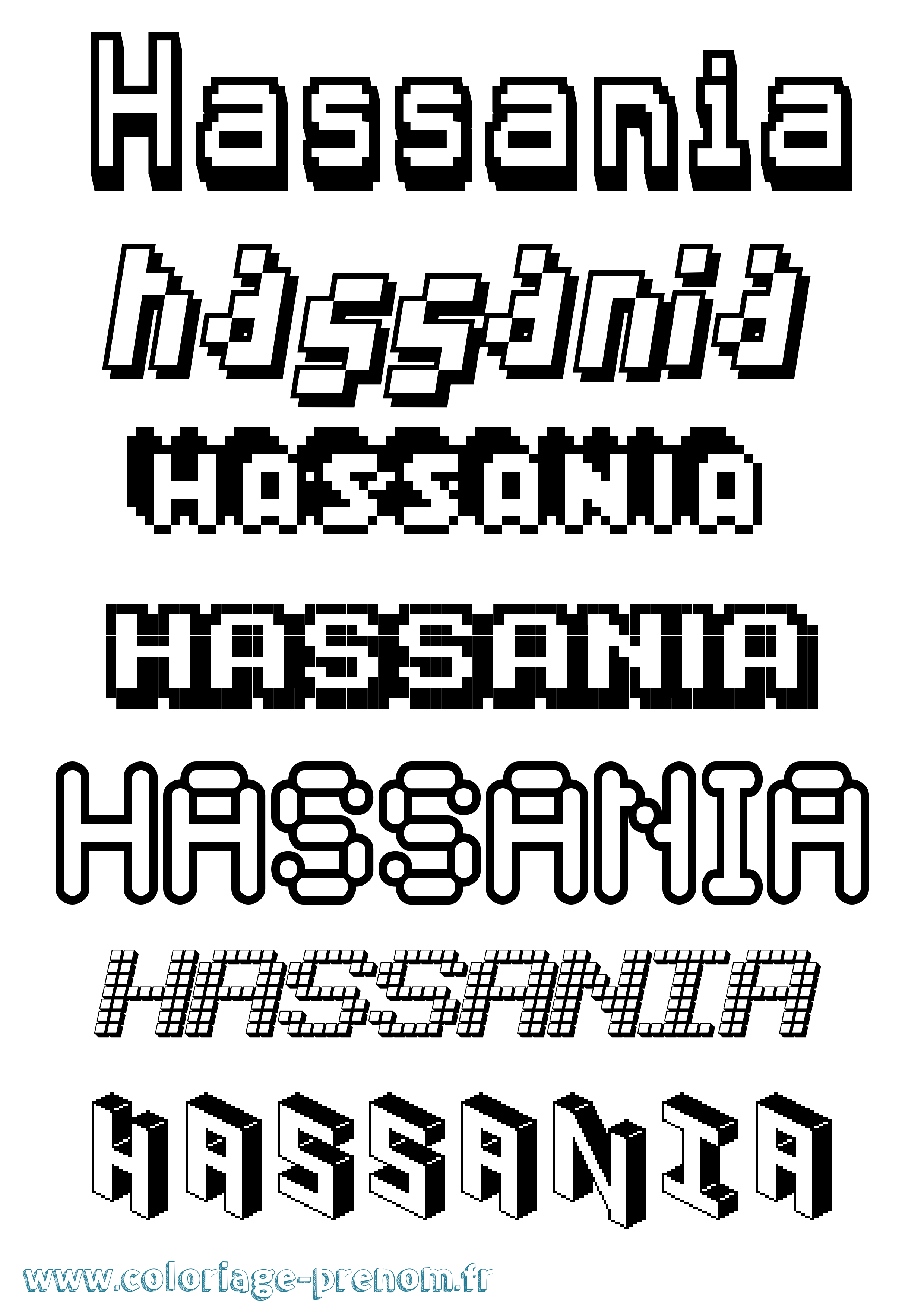 Coloriage Hassania Pixel Coloriage prénom Hassania Pixel