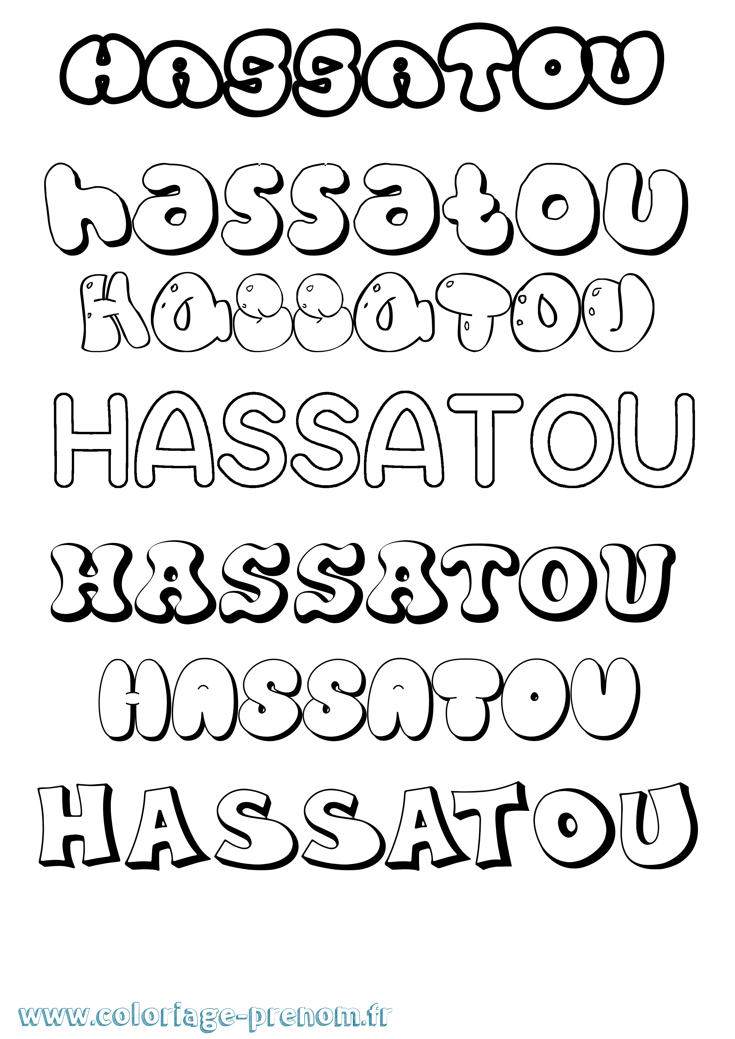 Coloriage Hassatou Bubble Coloriage prénom Hassatou Bubble