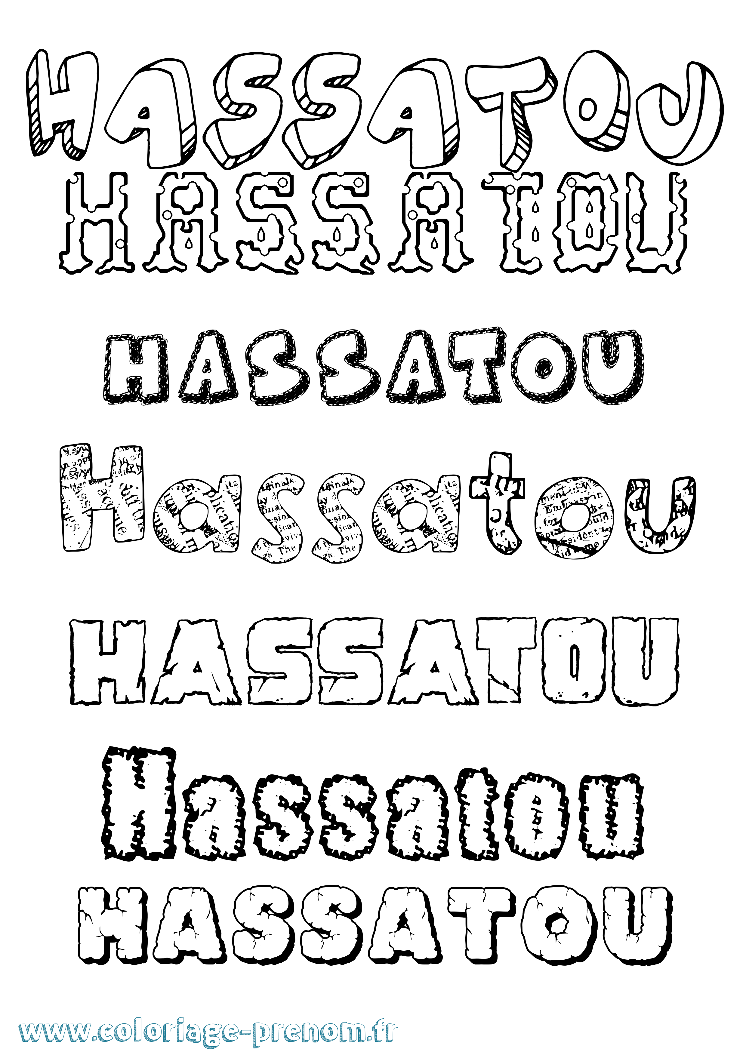 Coloriage Hassatou Destructuré Coloriage prénom Hassatou Destructuré