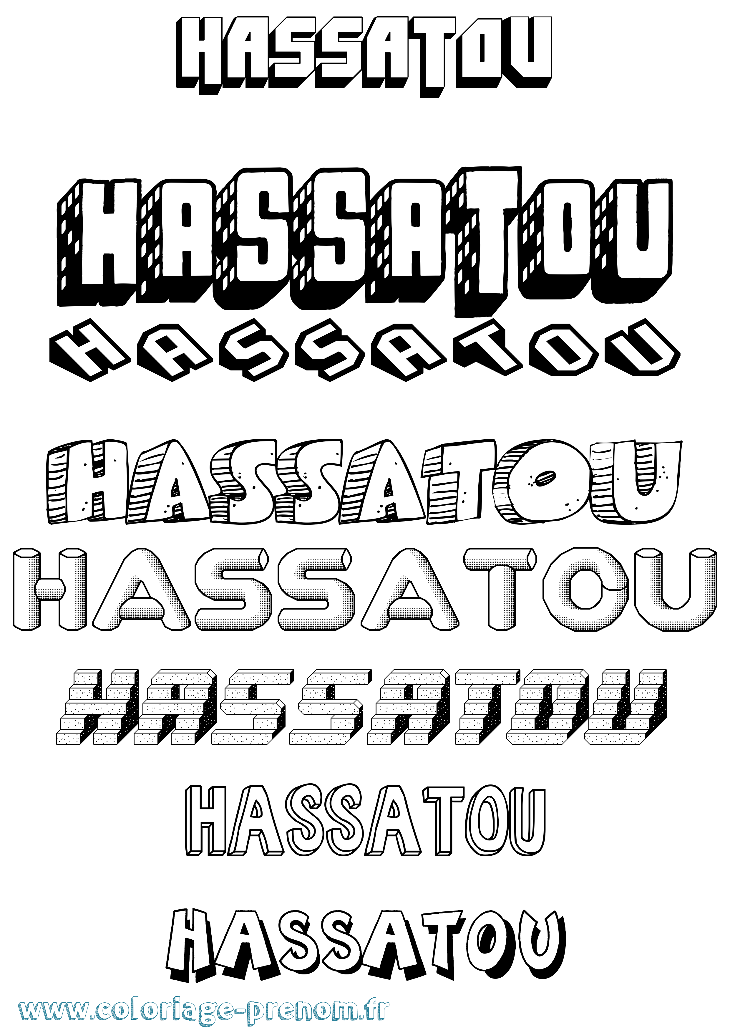 Coloriage Hassatou Effet 3D Coloriage prénom Hassatou Effet 3D