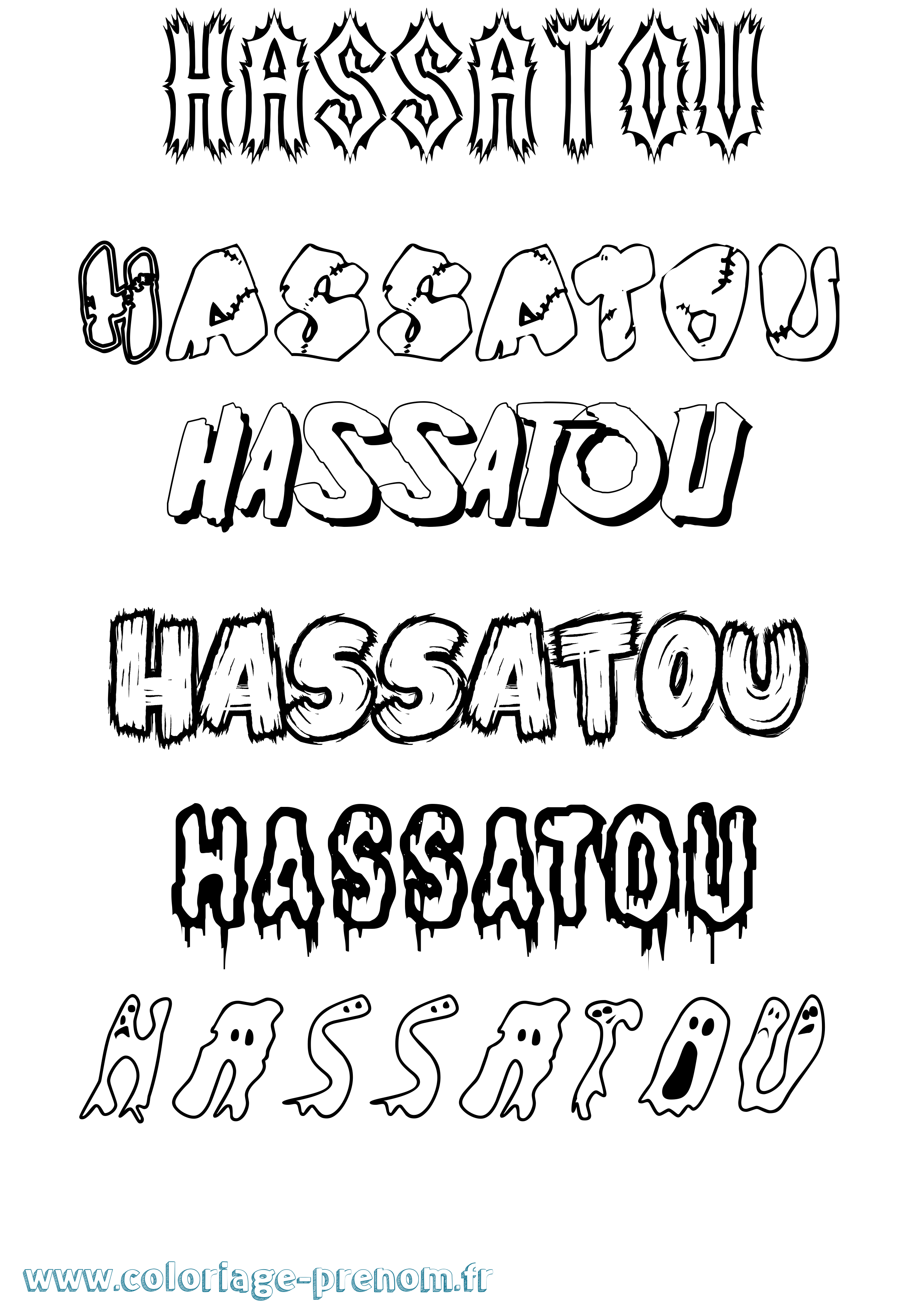 Coloriage Hassatou Frisson Coloriage prénom Hassatou Frisson