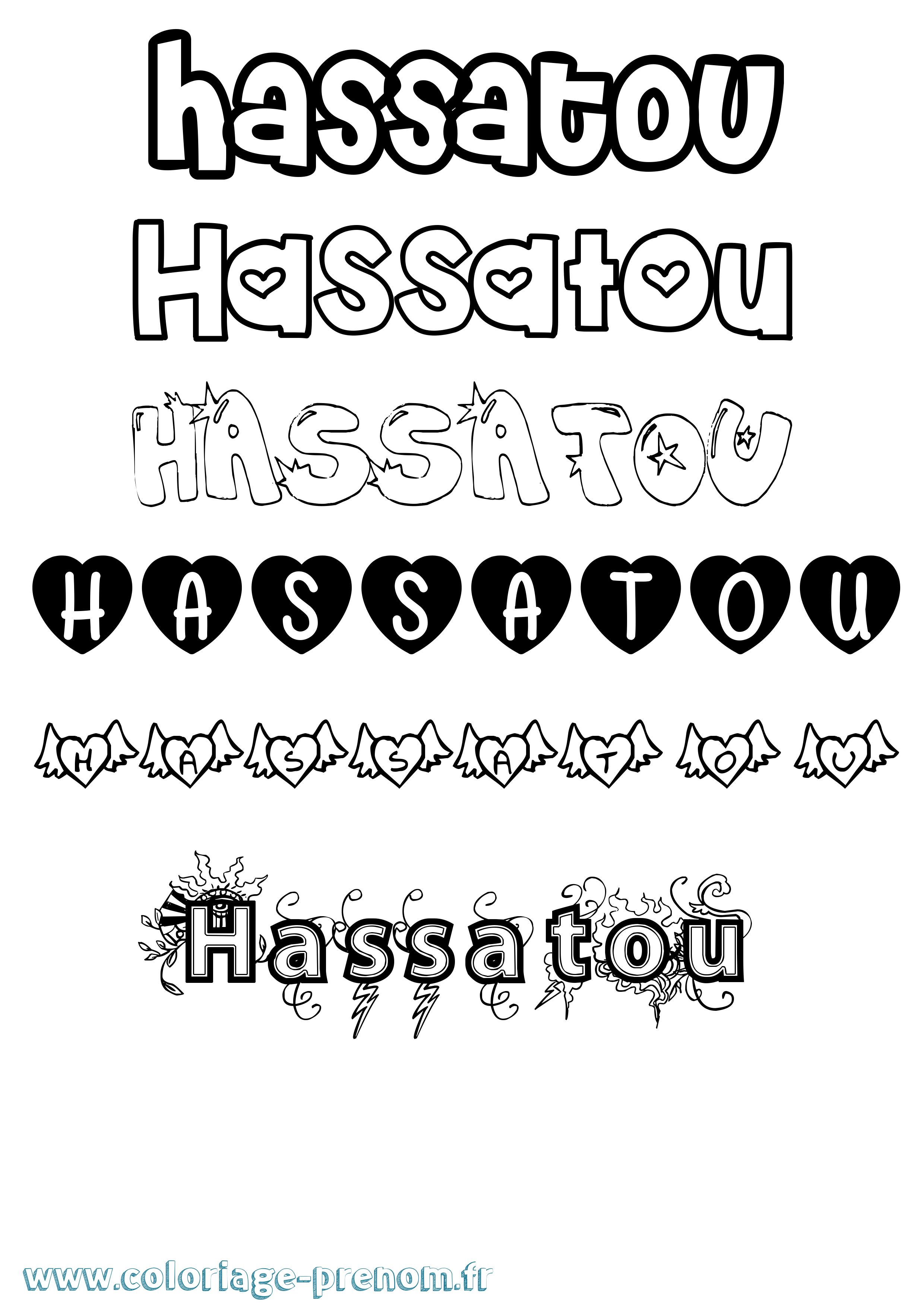 Coloriage Hassatou Girly Coloriage prénom Hassatou Girly