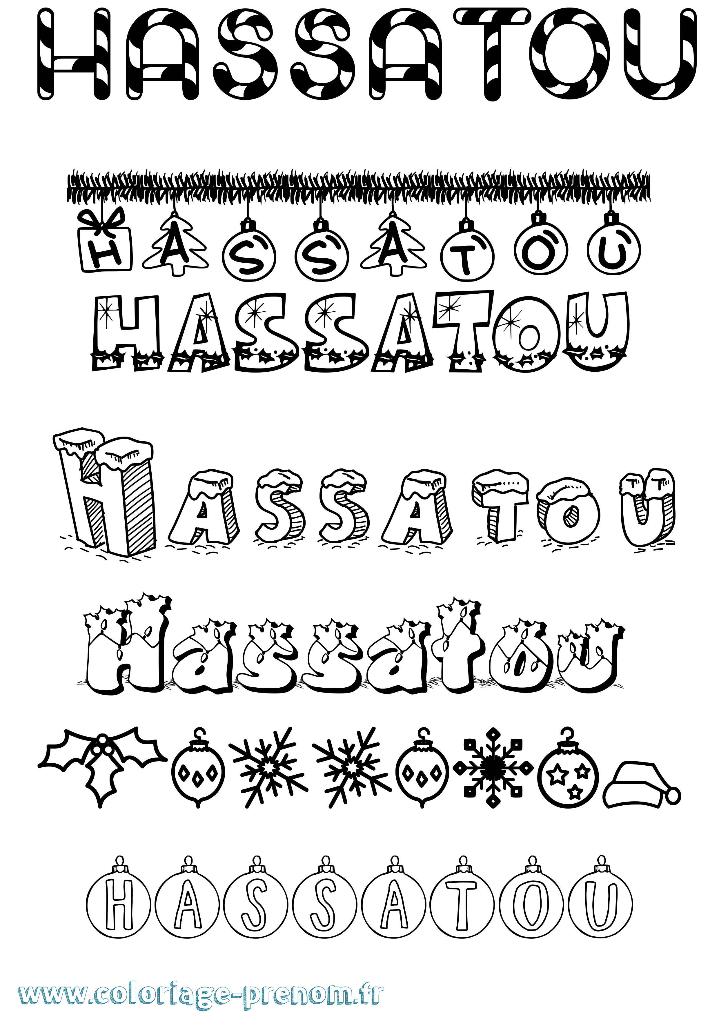Coloriage Hassatou Noël Coloriage prénom Hassatou Noël