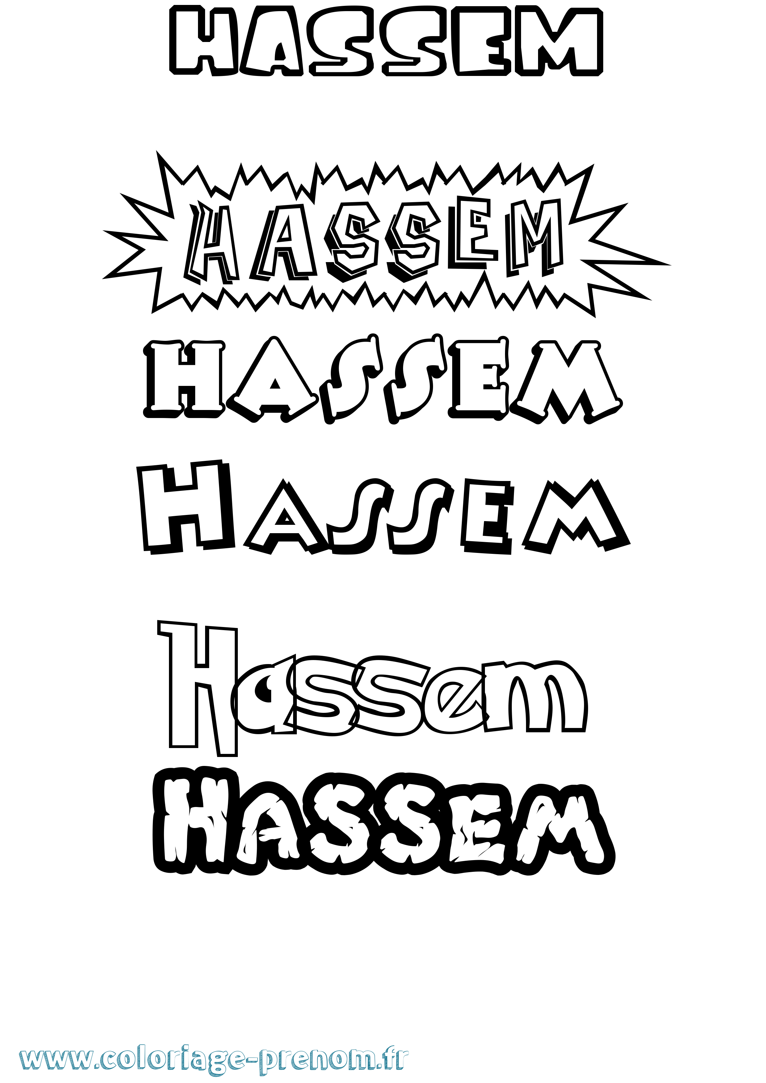 Coloriage Hassem Dessin Animé Coloriage prénom Hassem Dessin Animé
