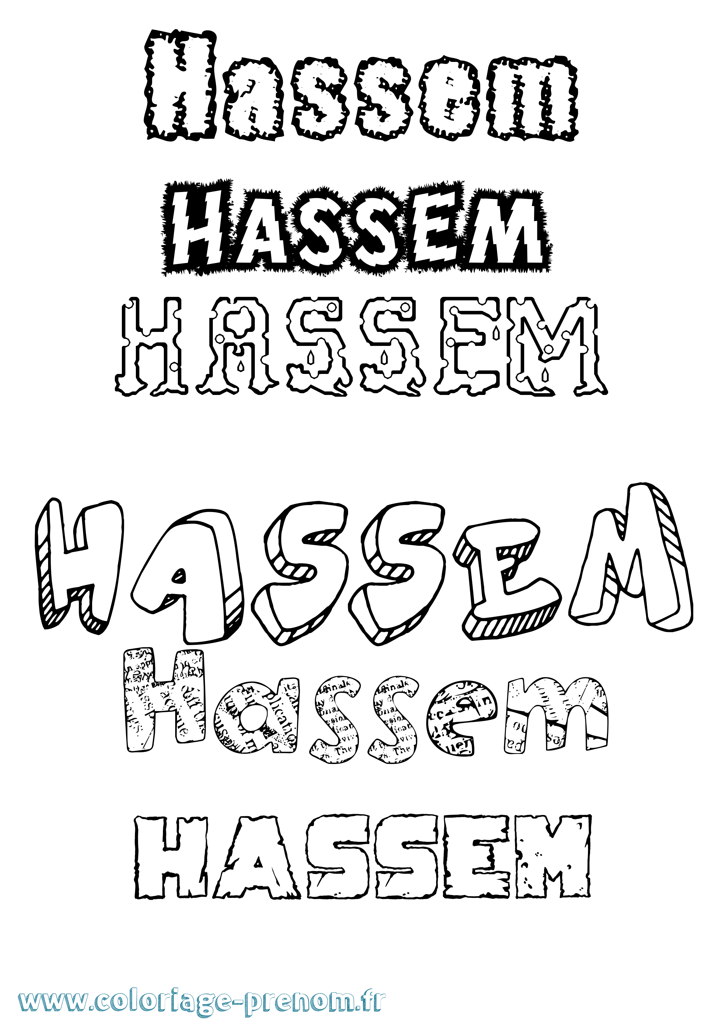 Coloriage Hassem Destructuré Coloriage prénom Hassem Destructuré